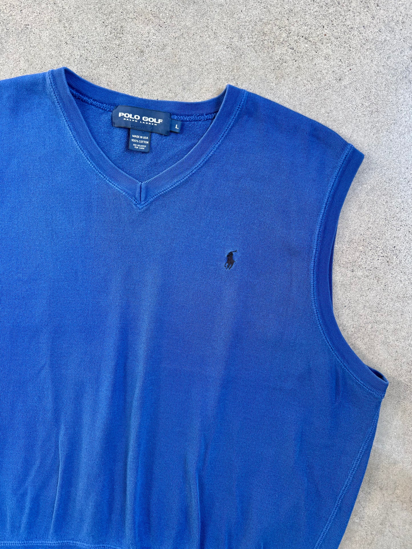 2000s Polo Golf “Oasis Golf Club” Embroidered Blue Cotton Vest Top | Large