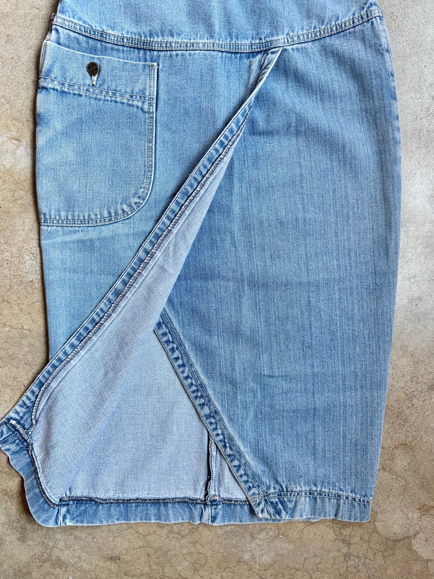 Vintage 1990s Gitano Split Back Denim Maxi Skirt | Waist 29”