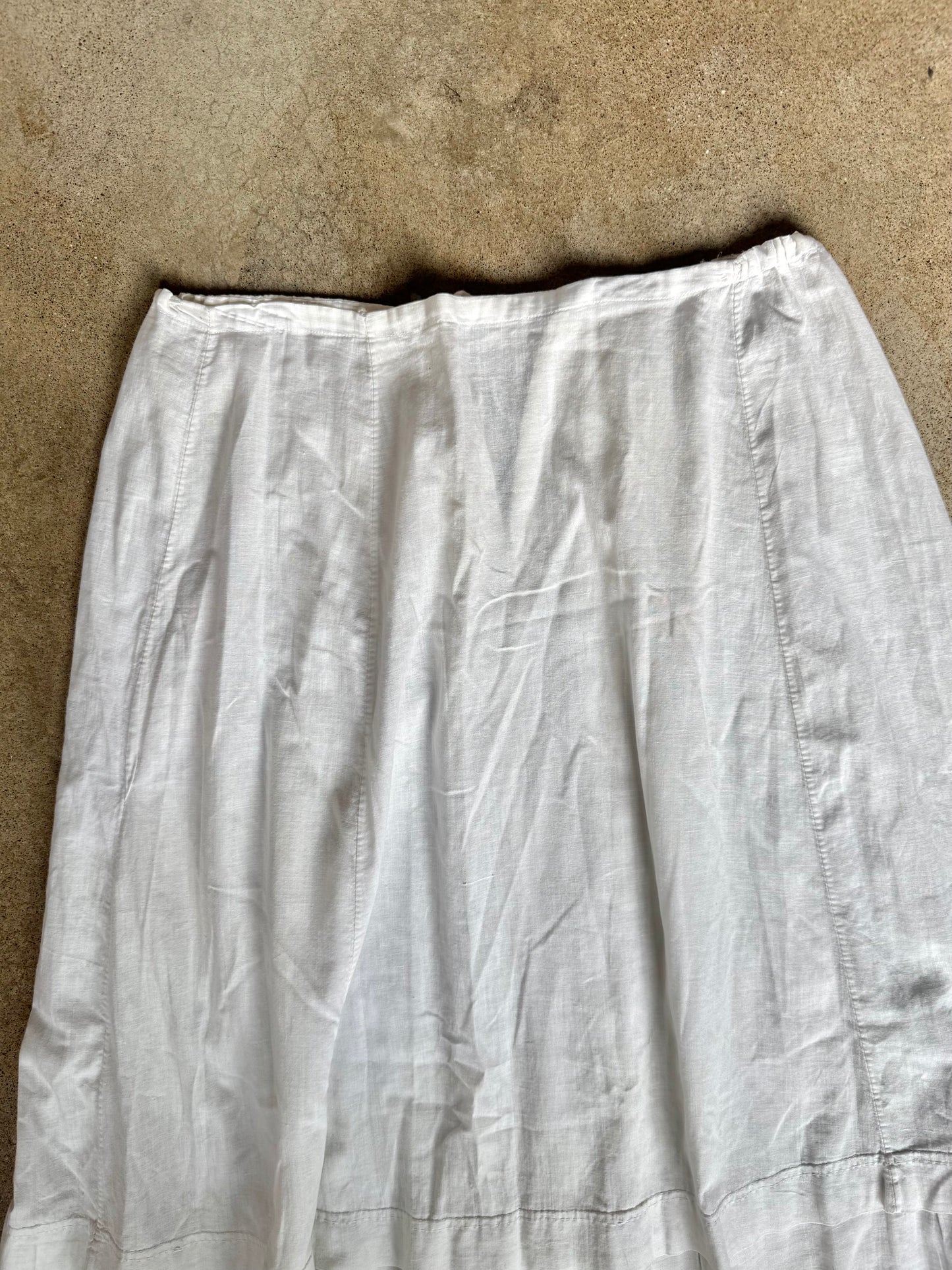 Antique Edwardian Cotton Embroidered Eyelet Trim Petticoat Skirt | M/L