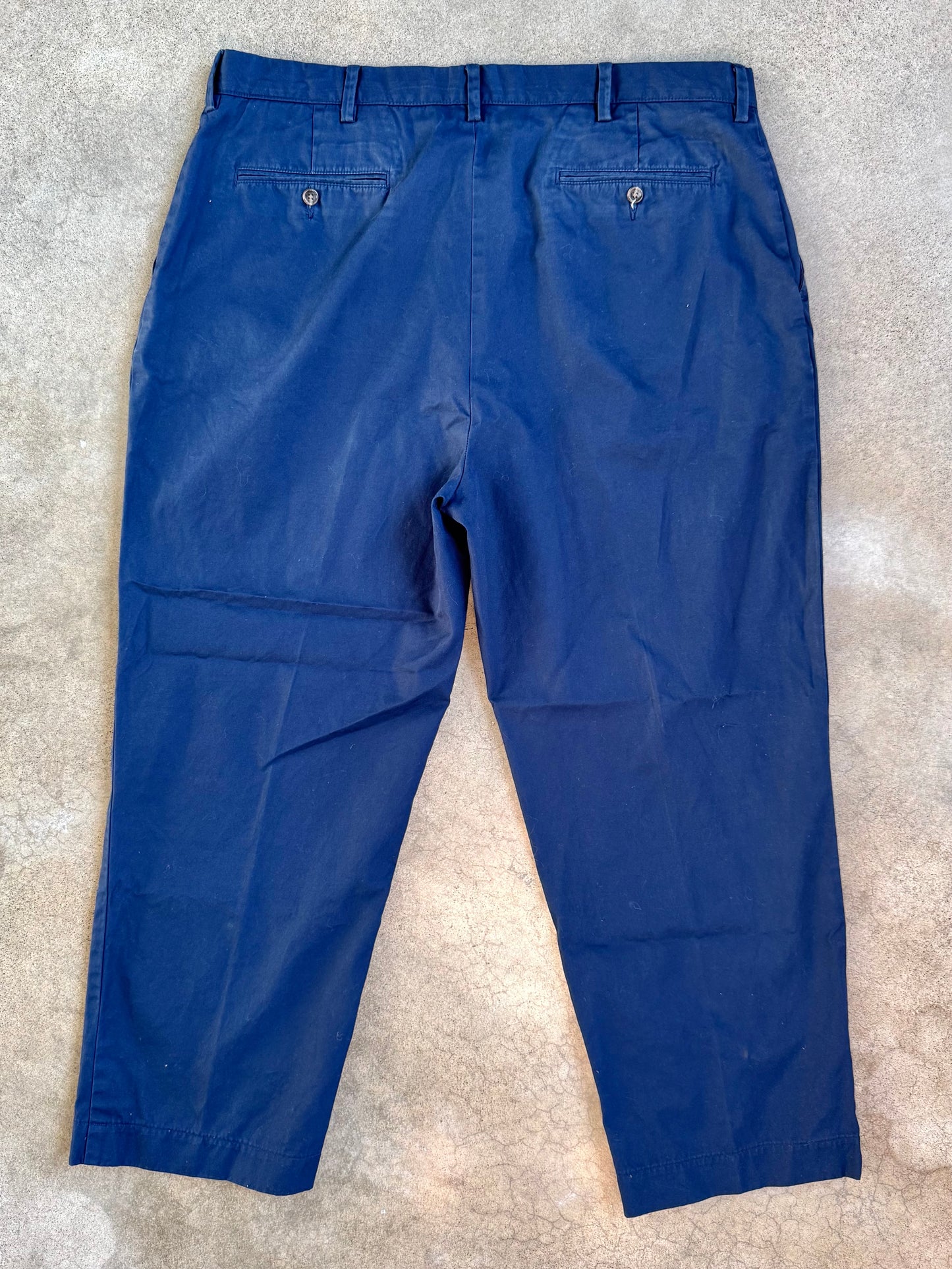 Vintage 1990s Polo Ralph Lauren Navy Blue 100% Cotton Trousers | 38x30