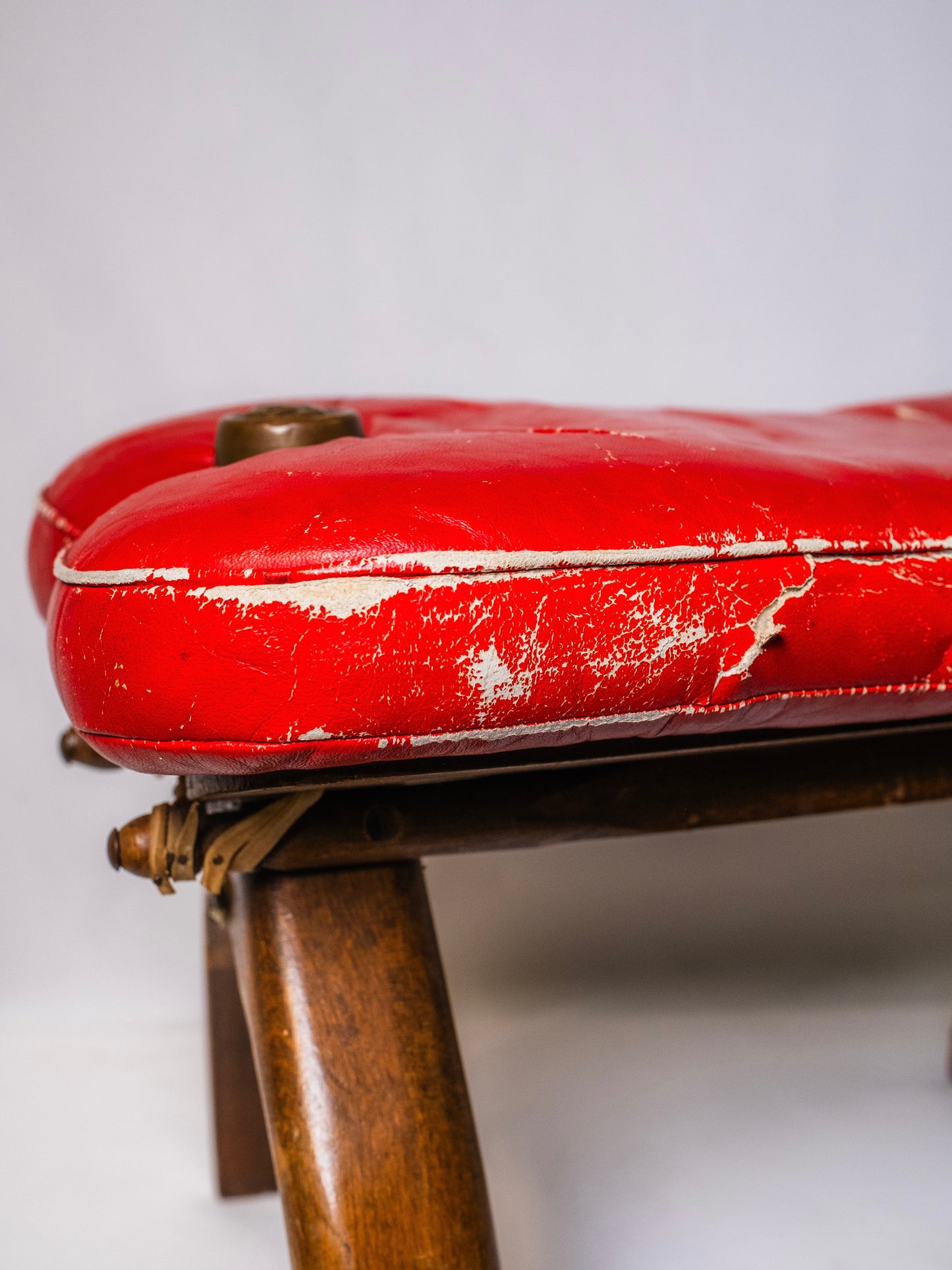 Vintage 1960s Rustic Camel Saddle Footstool