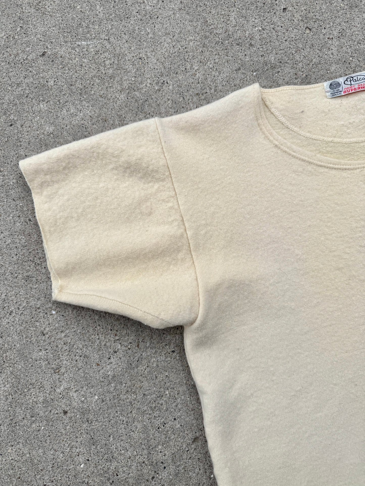 Vintage 1960s/70s Palco Cream Wool Henley Tee | M/L