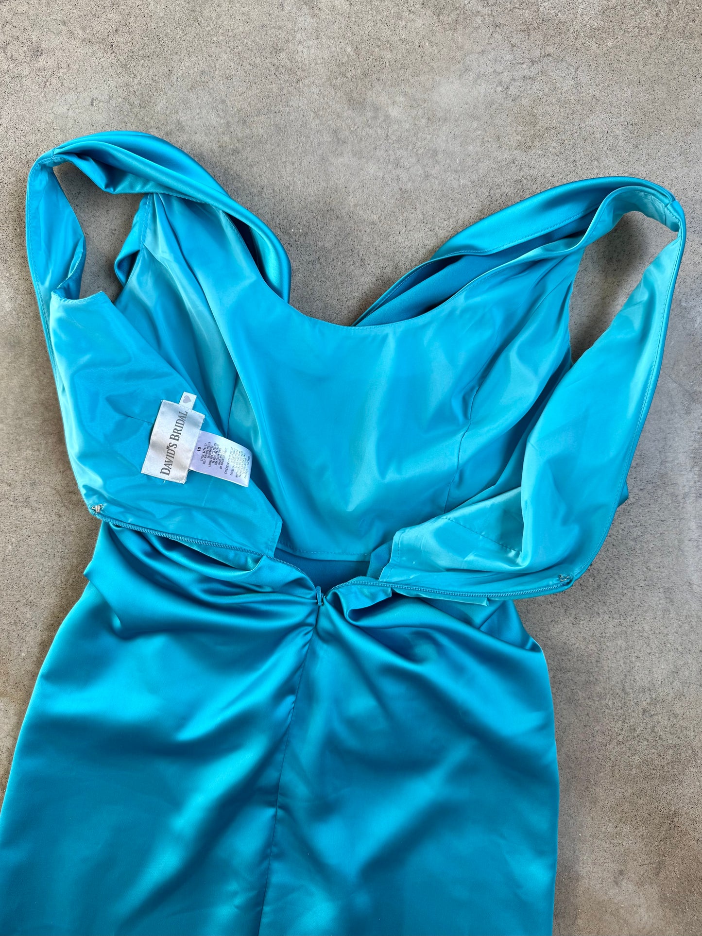 2000s David's Bridal Blue Satin Ruched Formal Mini Dress | Medium