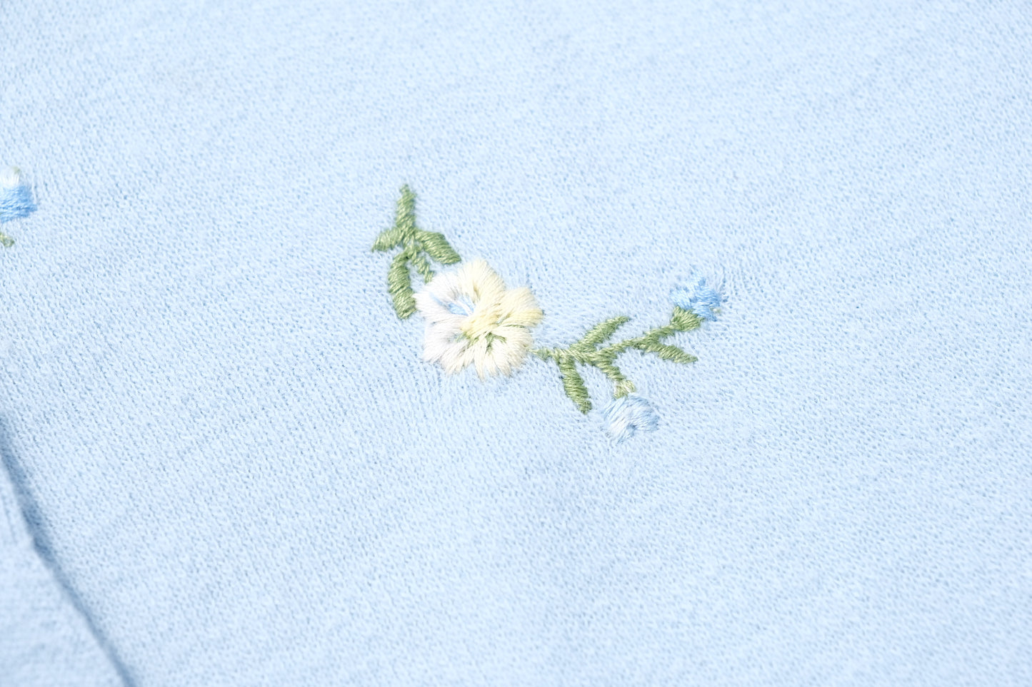 Vintage Pale Blue Embroidered Floral Cardigan