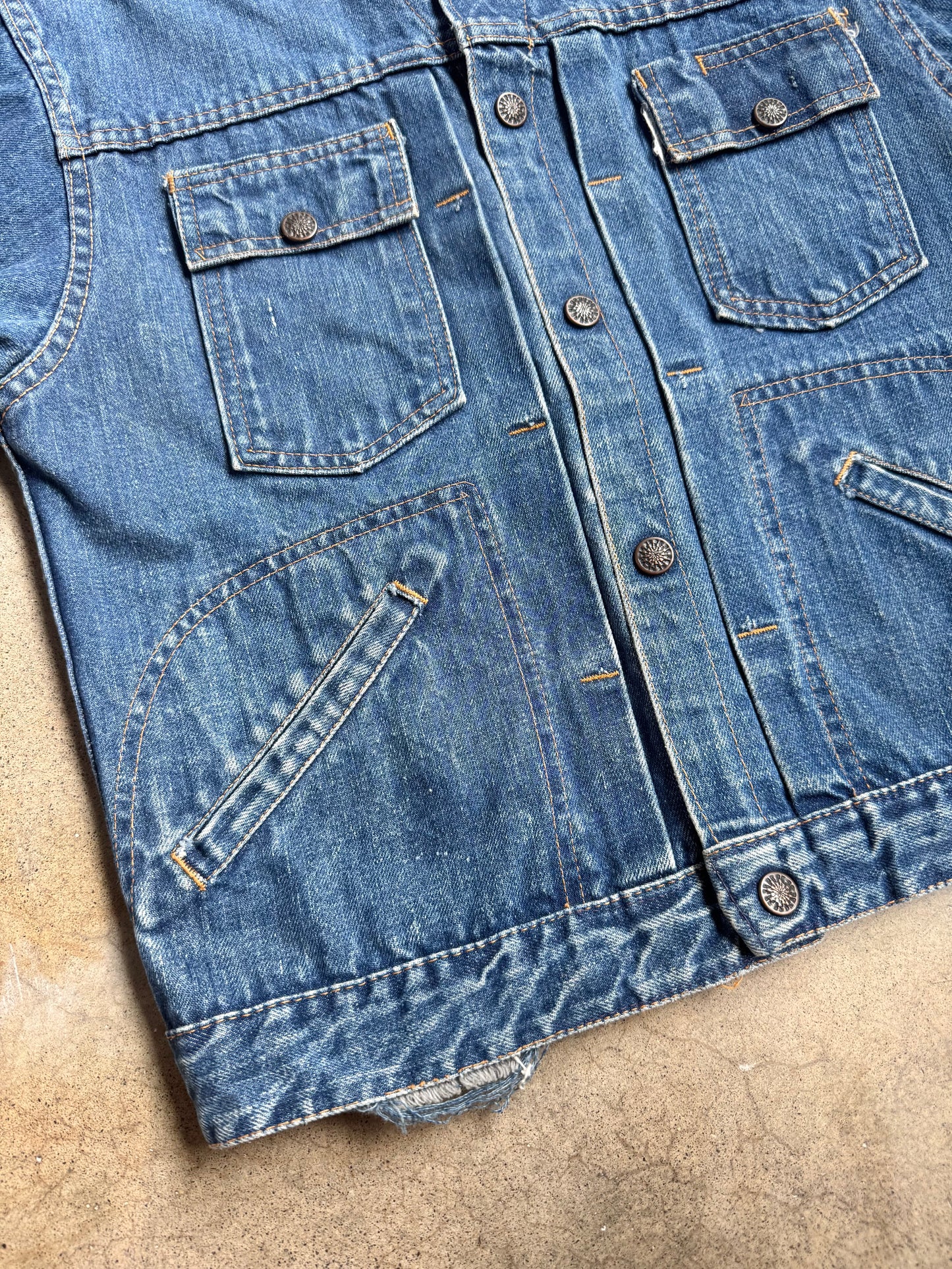 Vintage 1960s Type II Selvedge Denim Butterfly Patch Jacket | Small