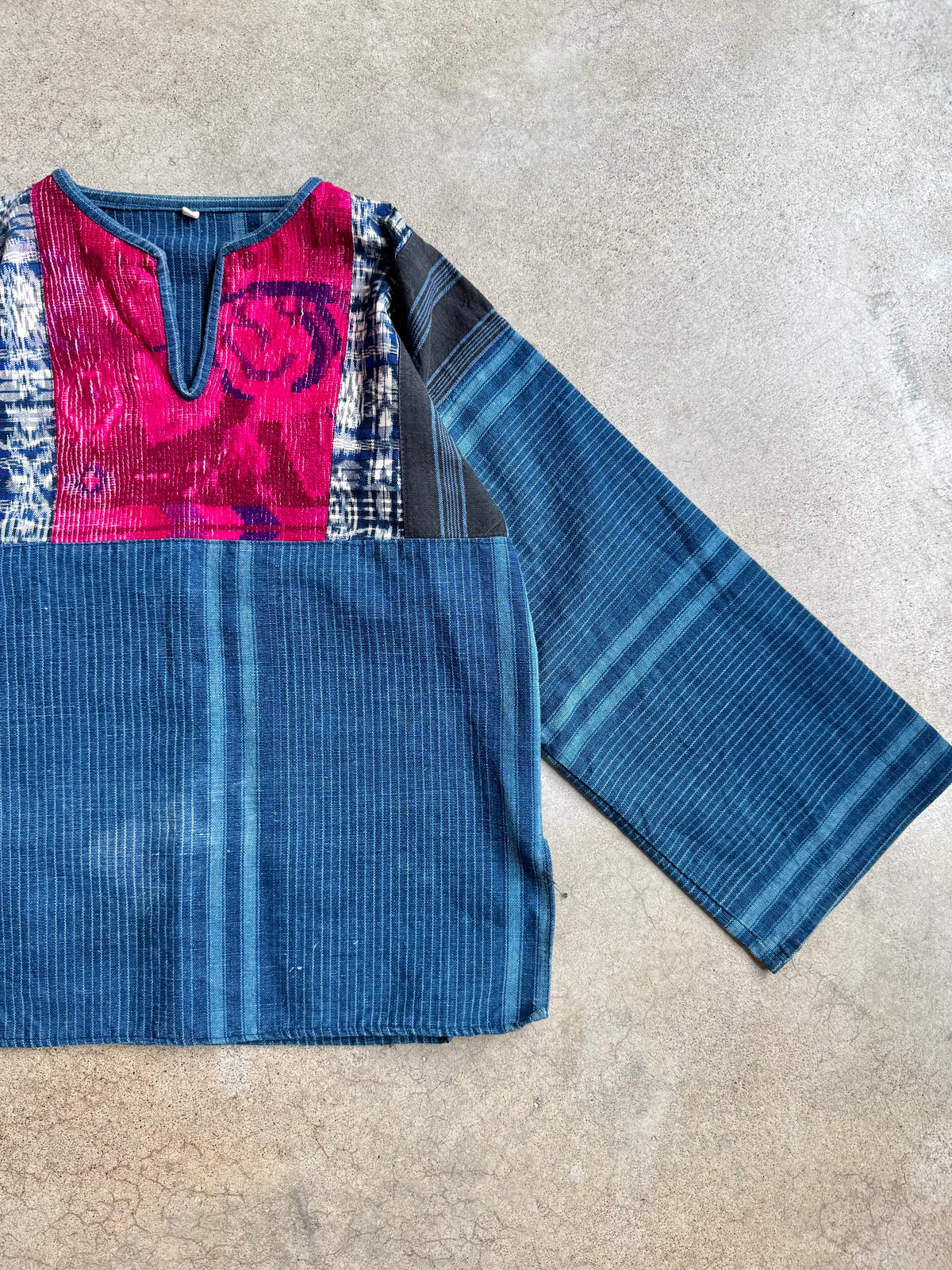 Vintage Guatemalan Woven Cotton Patchwork Tunic Folk Shirt | Medium