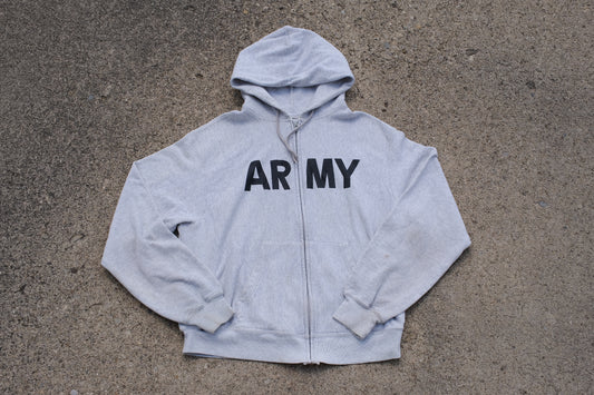 Vintage 90's Army Zip-Up Hoodie | Grey