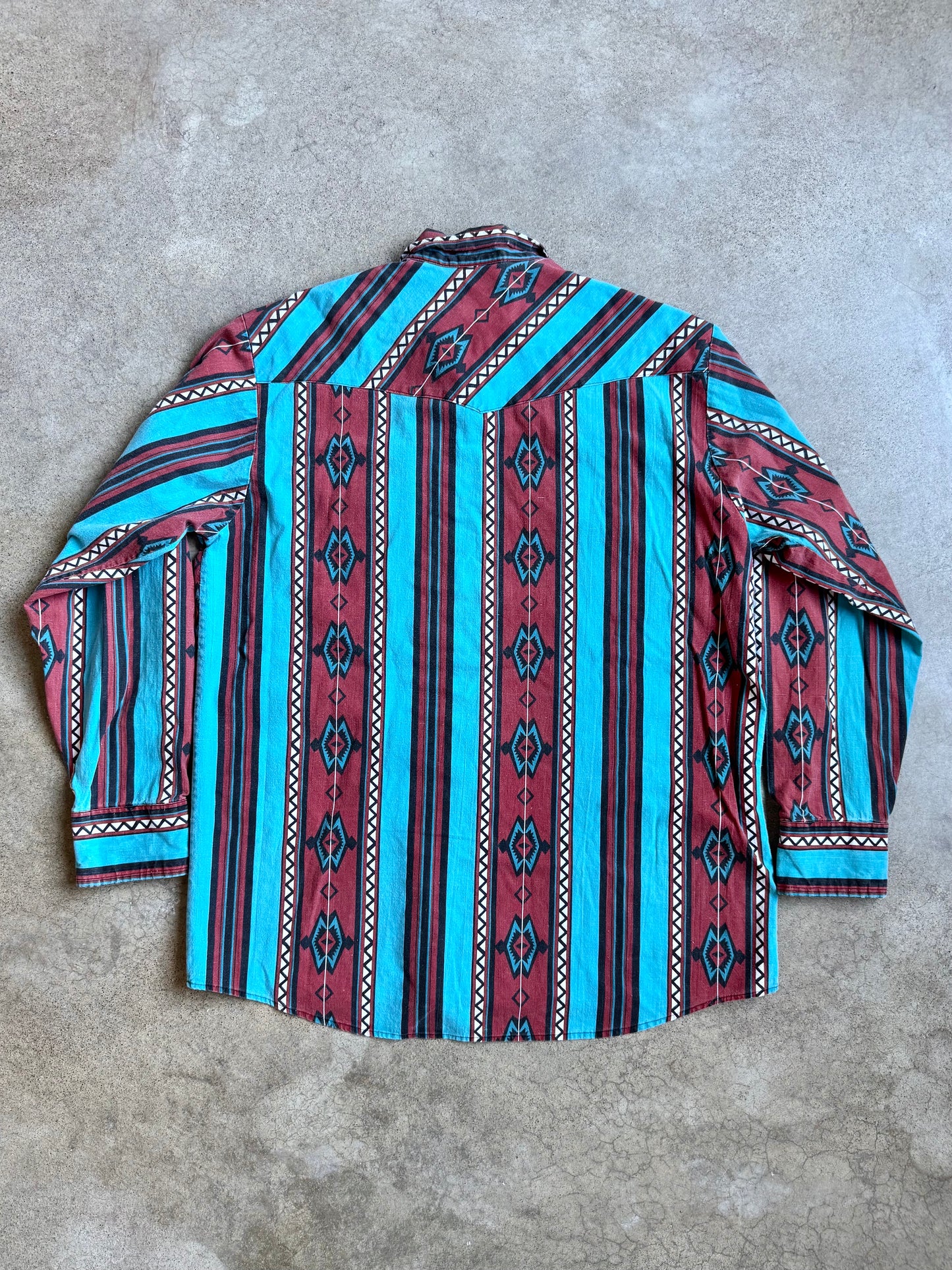 Vintage 1980s Blair Southwestern Pattern Button-Up Shirt | L/XL
