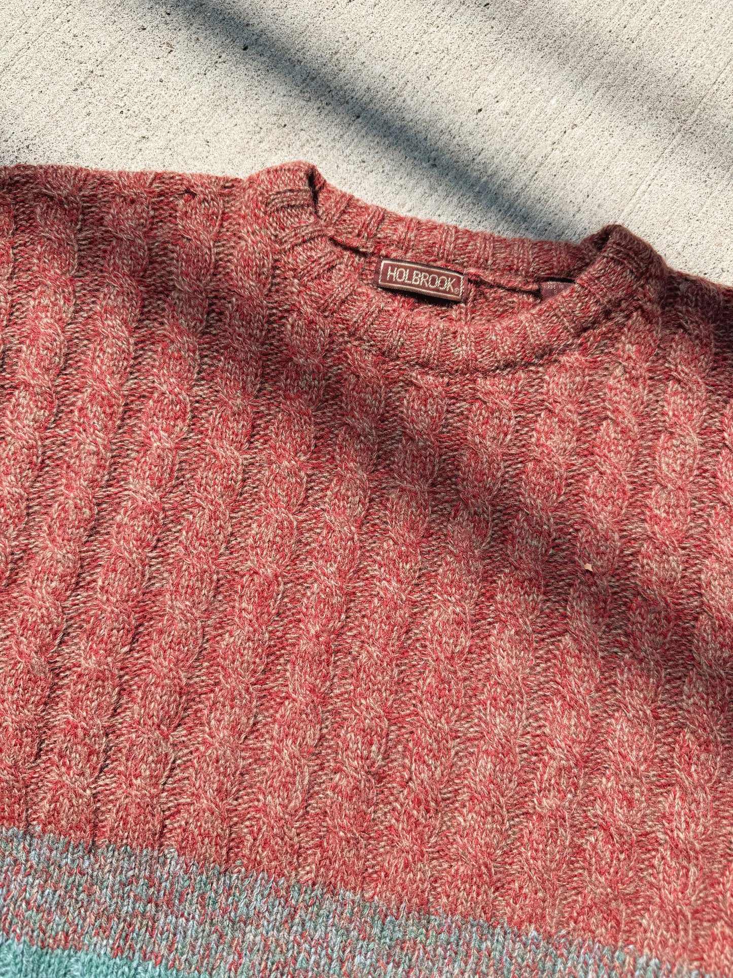 Vintage Holbrook Wool Two-Tone Cable Knit Sweater