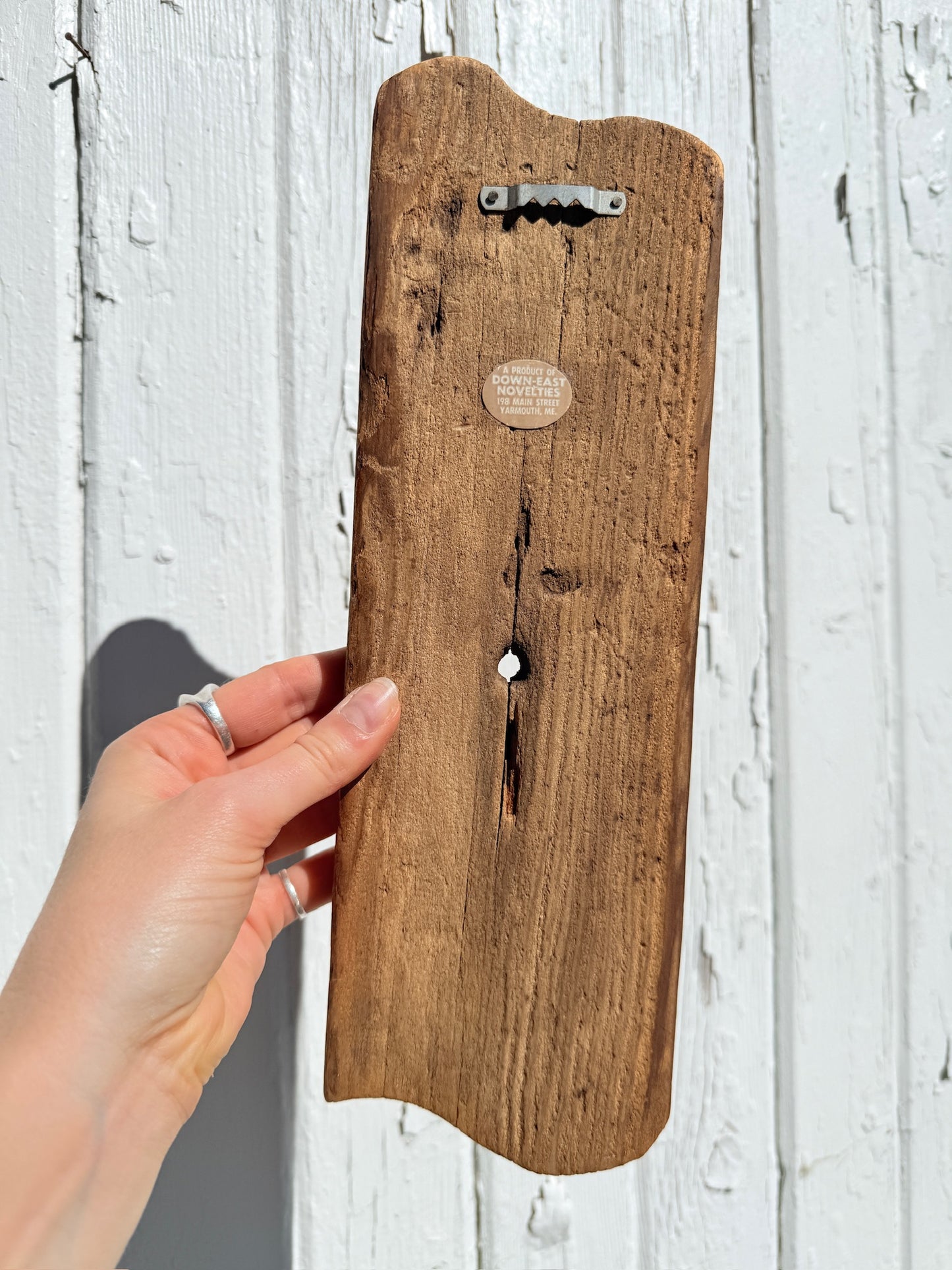 Vintage 1960s Down East Novelties Wood Slab "Fisherman" Oil Painting