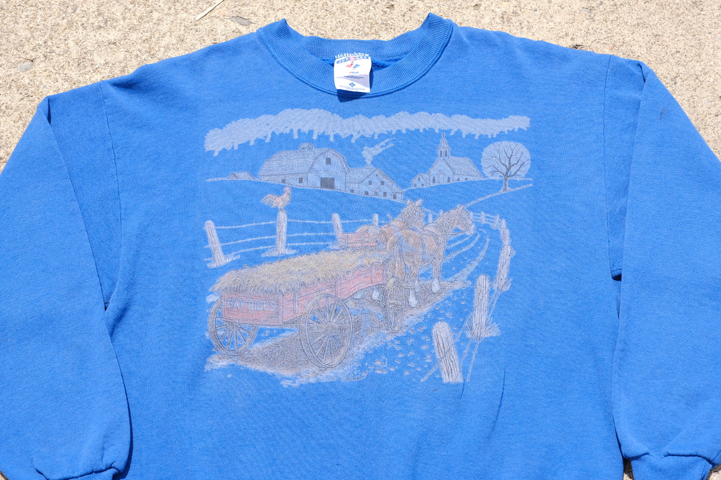 Vintage 1980's "Hayride" Crewneck Sweatshirt | Blue