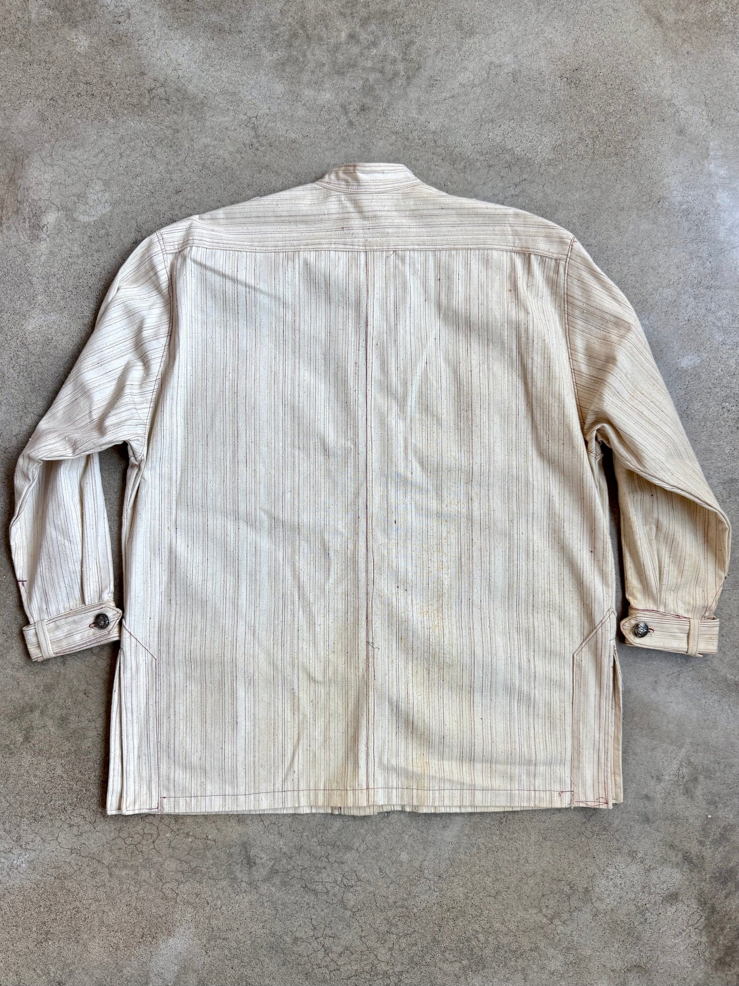 Vintage 1960s/70s Striped Canvas French-Style Safari Jacket | L/XL