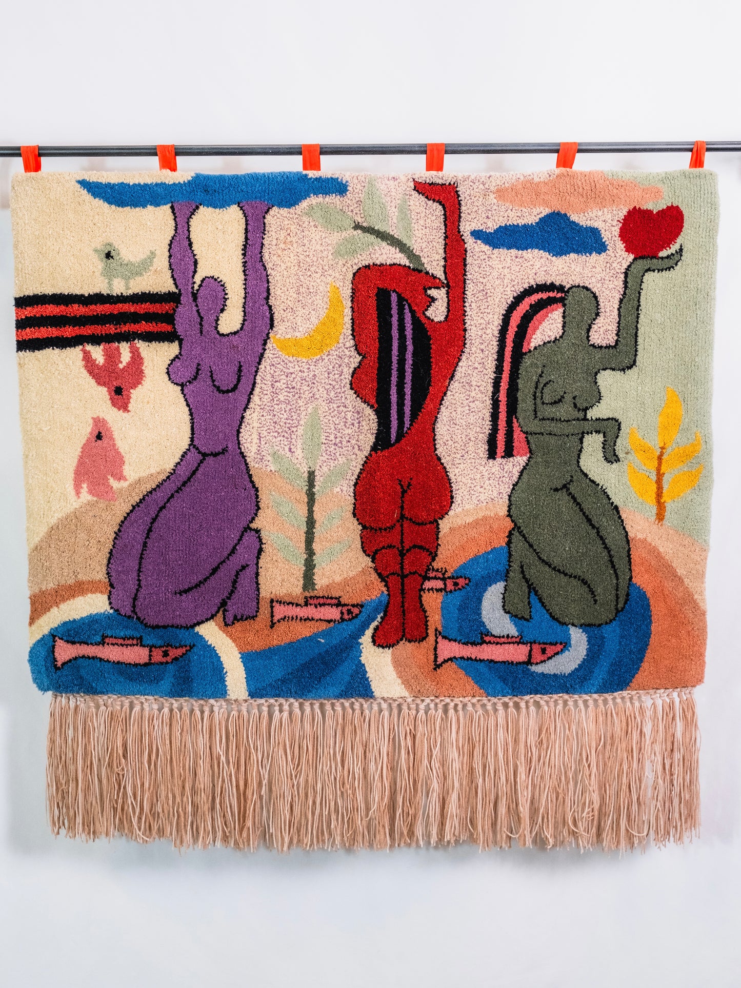 Vintage 1960s "Nude Women" Bohemian Tufted Wool Wall Hanging