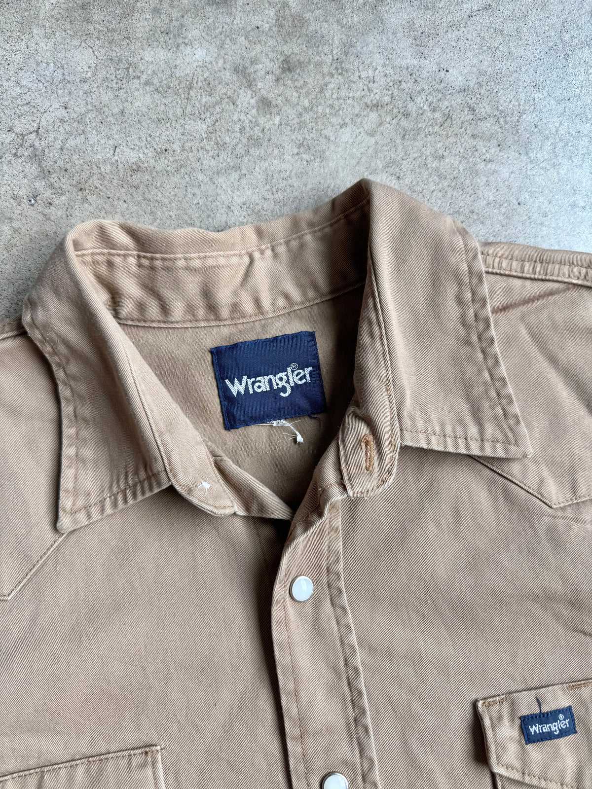 Vintage Wrangler Brown Twill Western Pearl Snap Work Shirt | XL