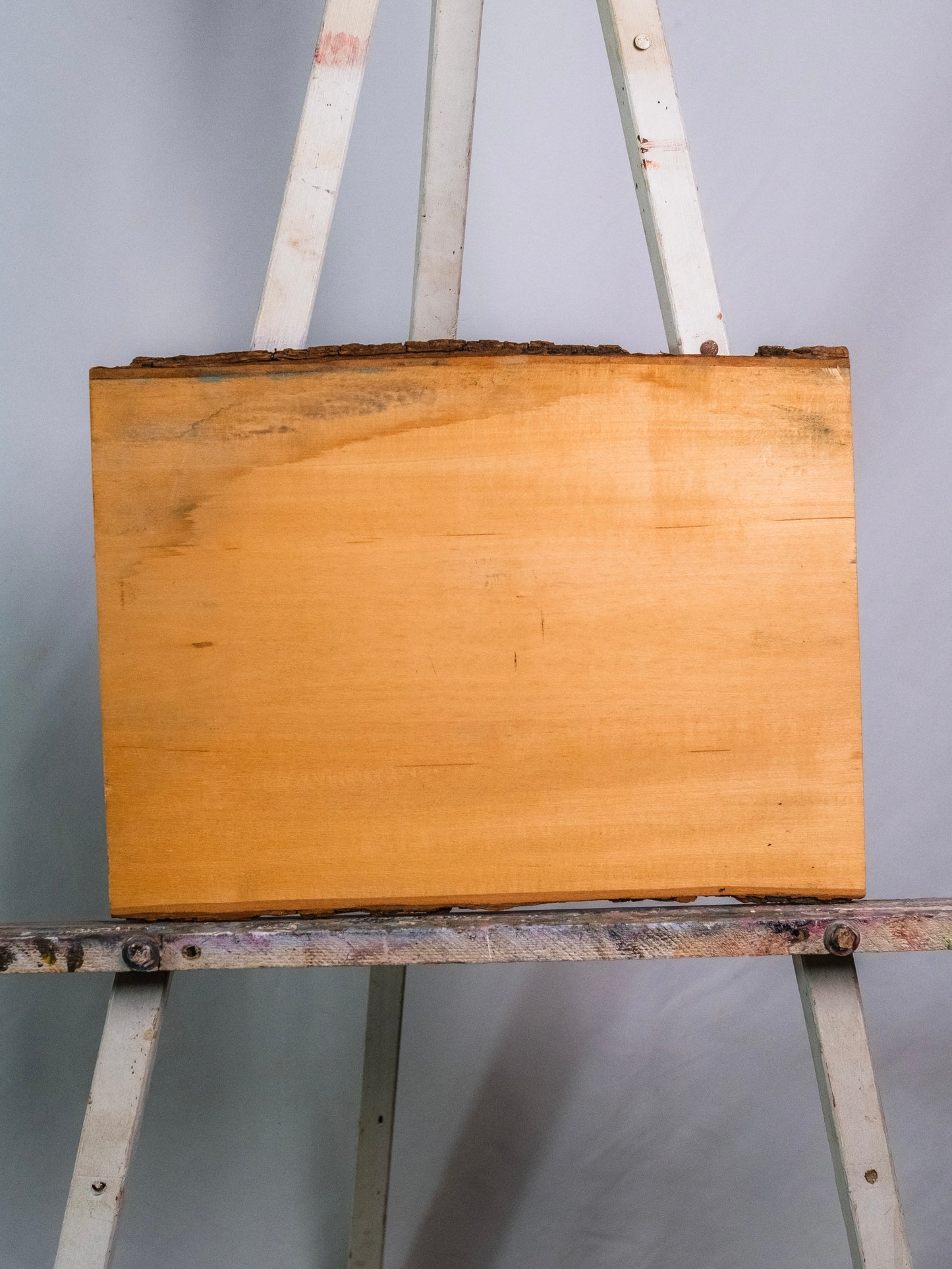 Vintage 1960s Handmade Wood Slab Carved "Winter Farm Scene" Wall Art