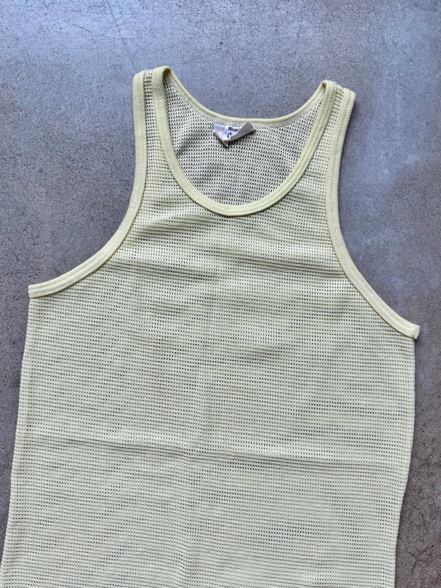 Vintage 1960s Munsingwear Yellow Mesh Tank Top | Medium