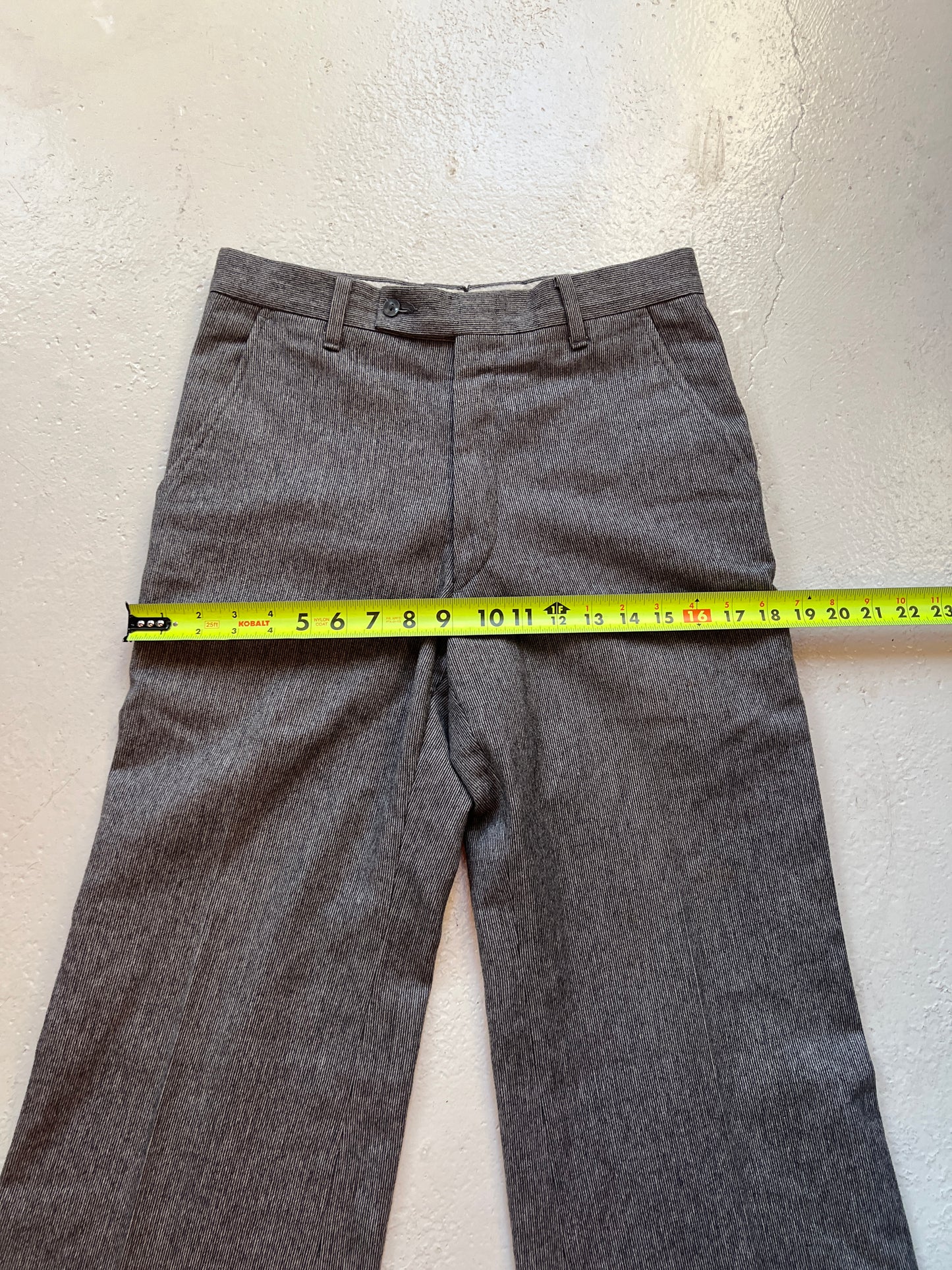 Vintage Grey Striped Wool Trousers | Waist 29”