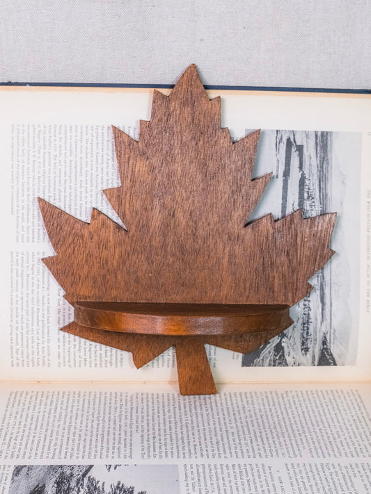 Vintage Wooden Maple Leaf Wall Shelf