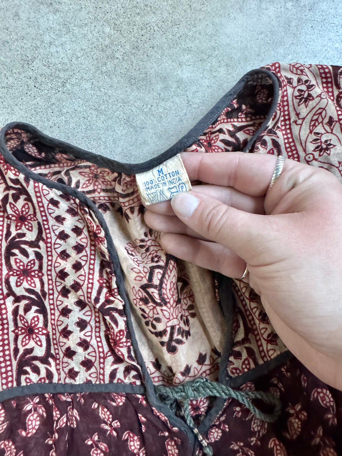 Vintage 1970s Indian Block Print 100% Cotton Gauze Peasant Blouse | Medium