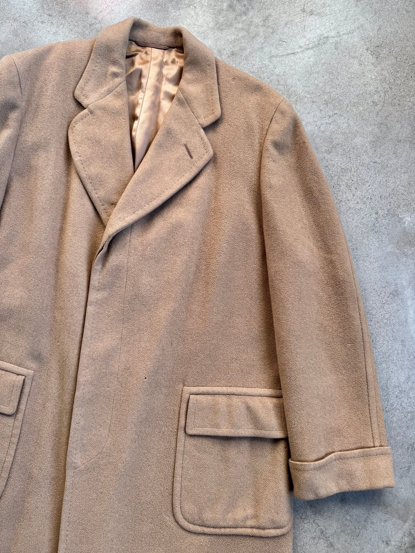 Vintage 1980s Lazarus Tan Cashmere Full-Length Overcoat | XL