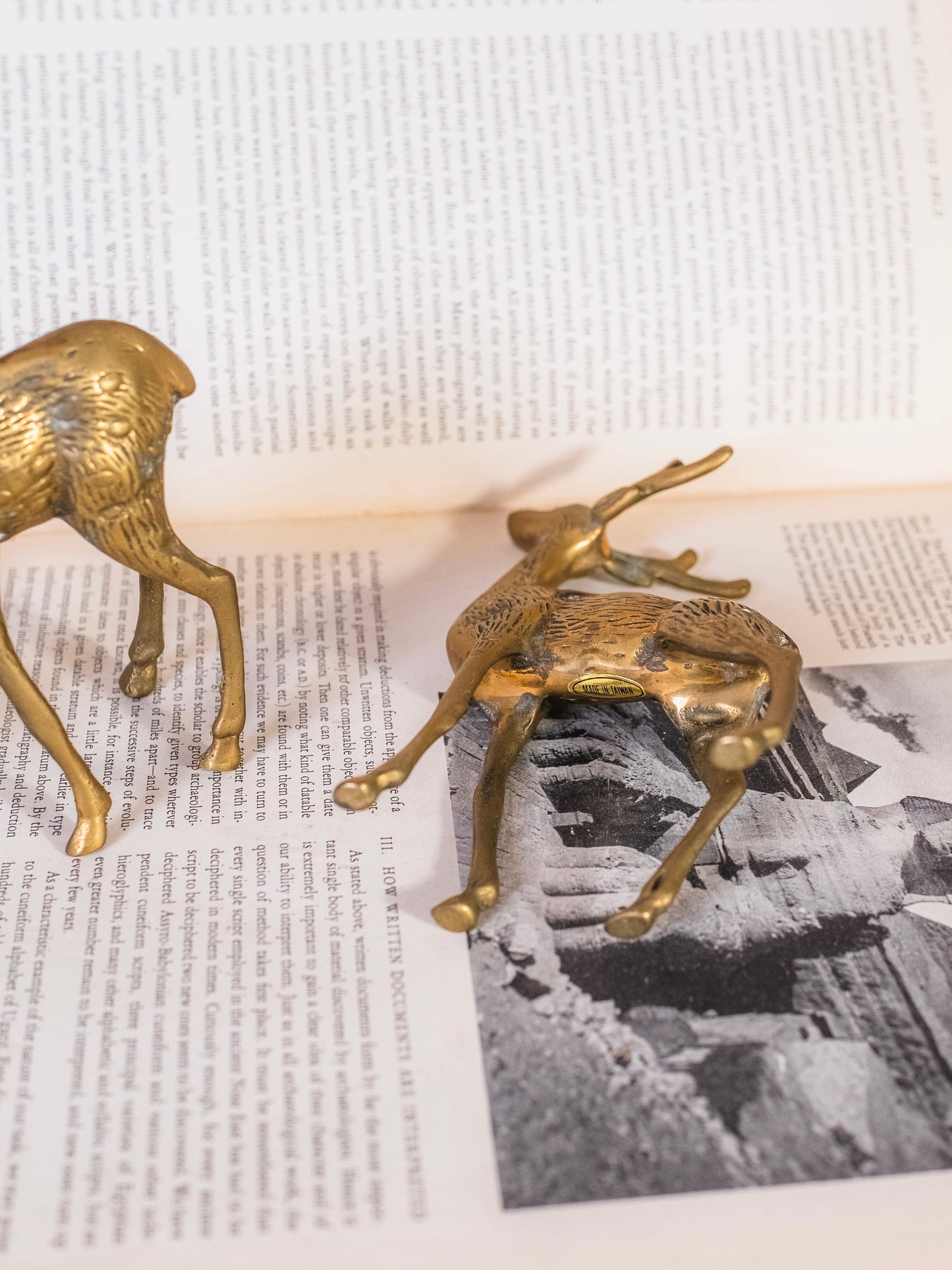 Vintage 1950s Solid Brass Deer Figurines | Set of 2