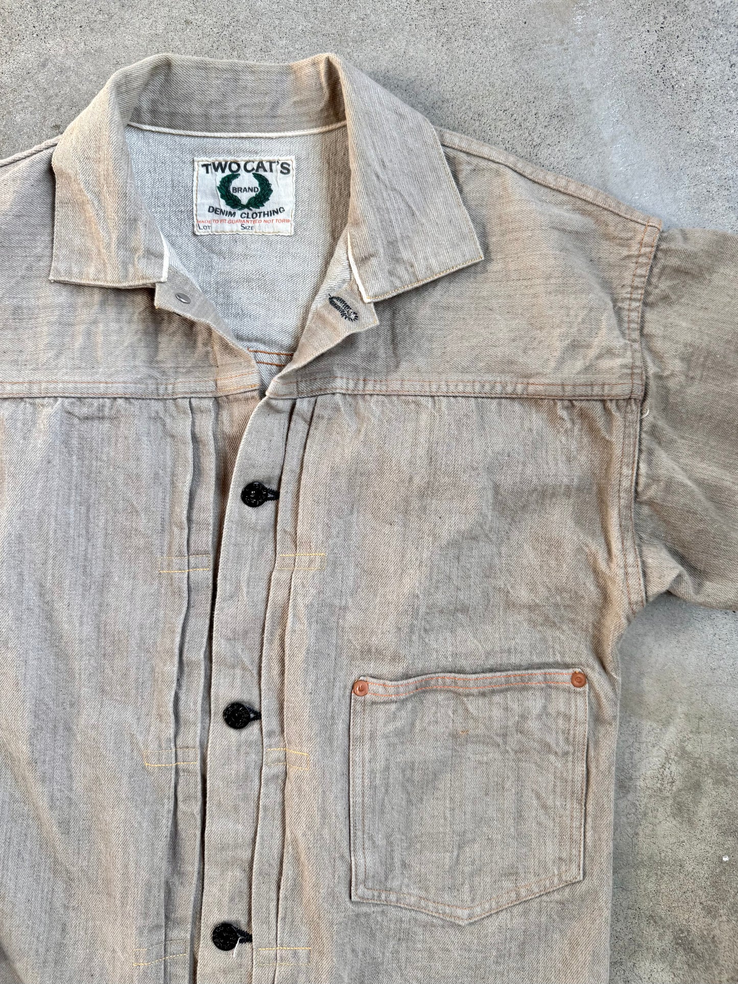 Vintage-Style TCB Jeans Tan Selvedge Denim Buckleback Jacket | 40