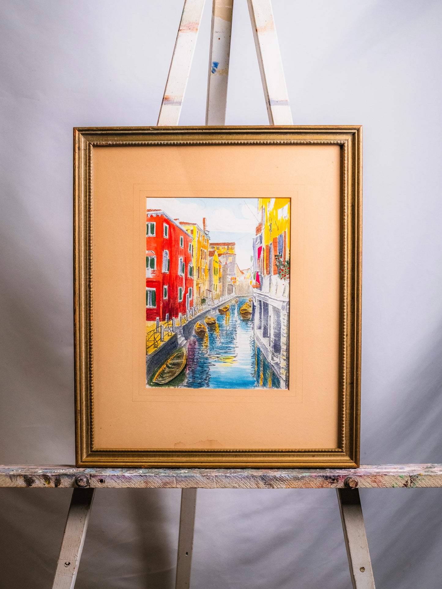 Framed & Signed Bela Sziklay Venice Canal Original Hand-Painted Etching
