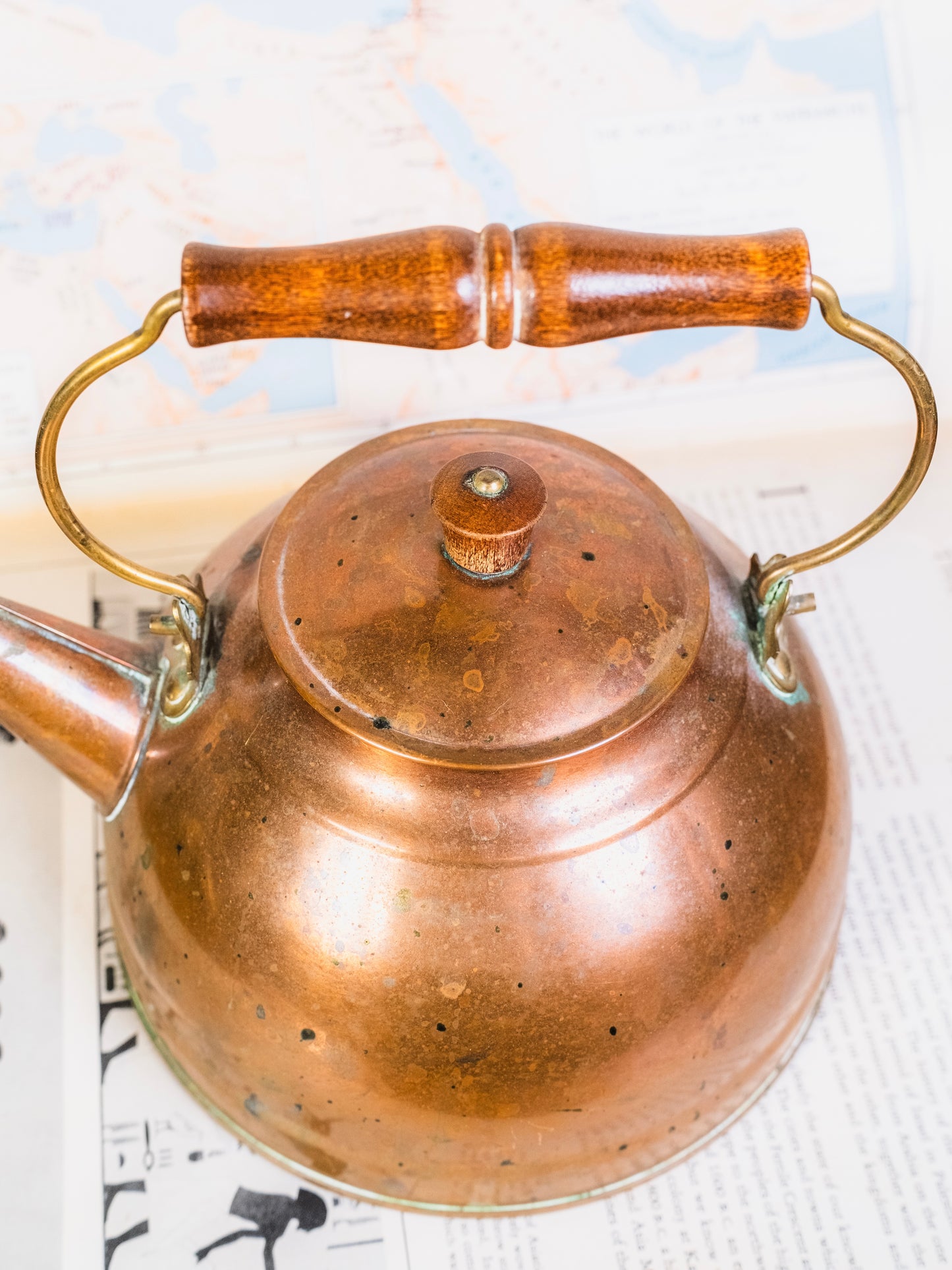Vintage 1940s/50s Solid Copper Tea Kettle