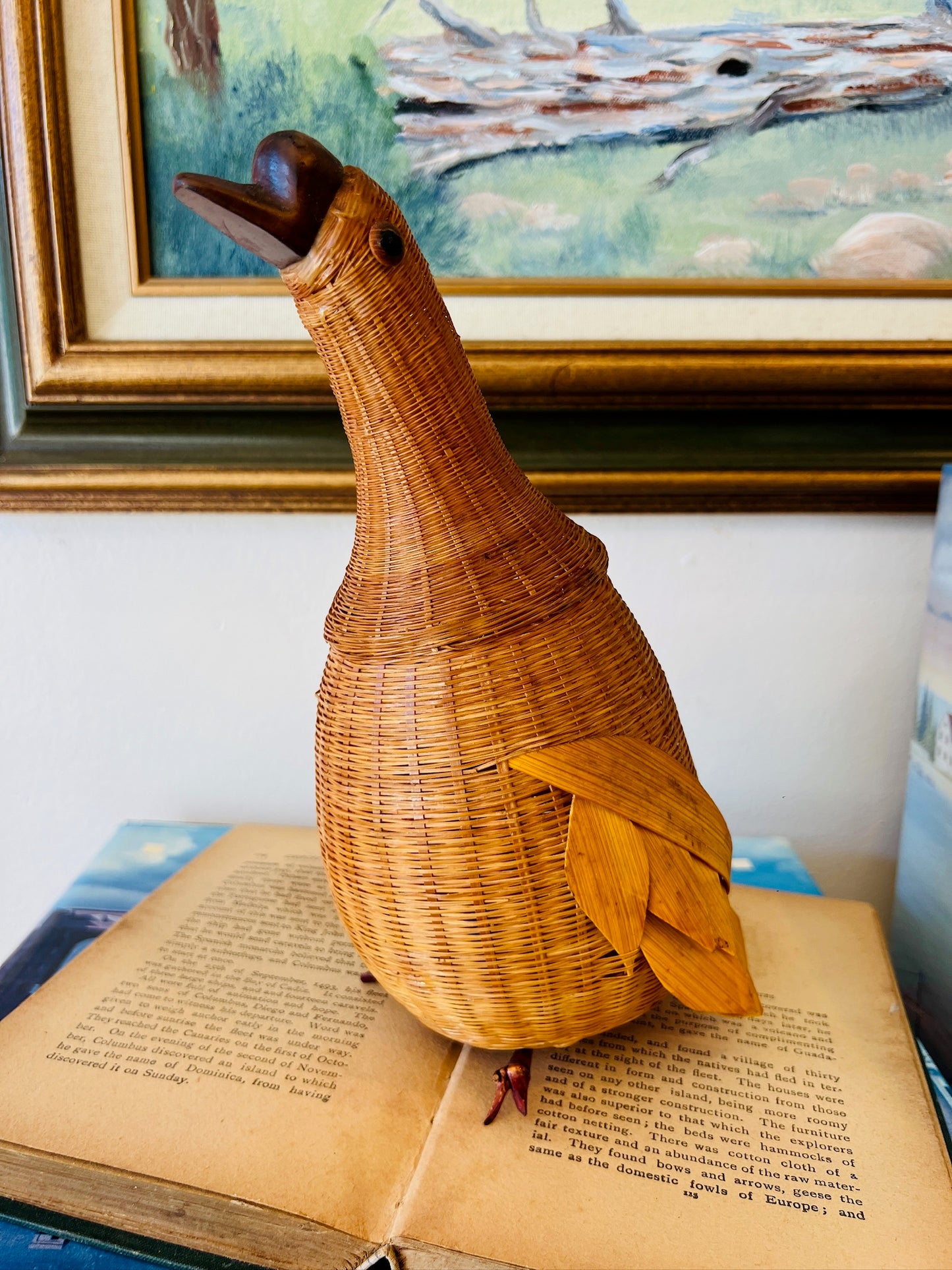 Vintage Wicker Woven Bird Basket