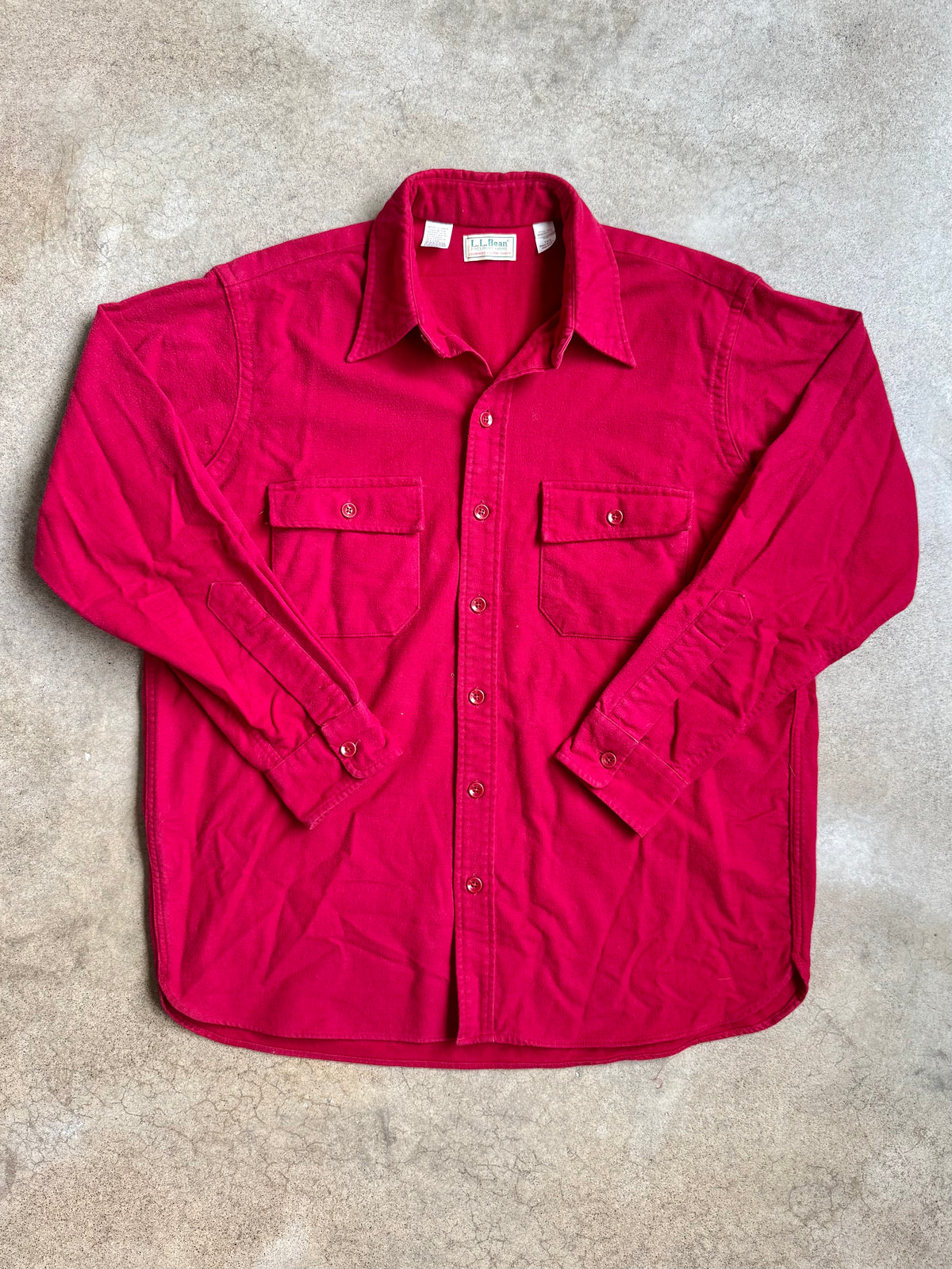Vintage 1980s L.L. Bean Red Cotton Chamois Cloth Shirt | Large