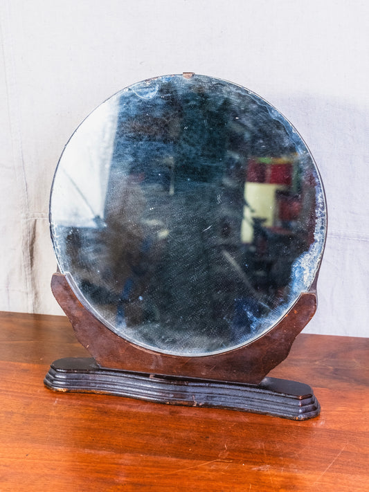 Antique Art Deco Style Round Table Top Mirror