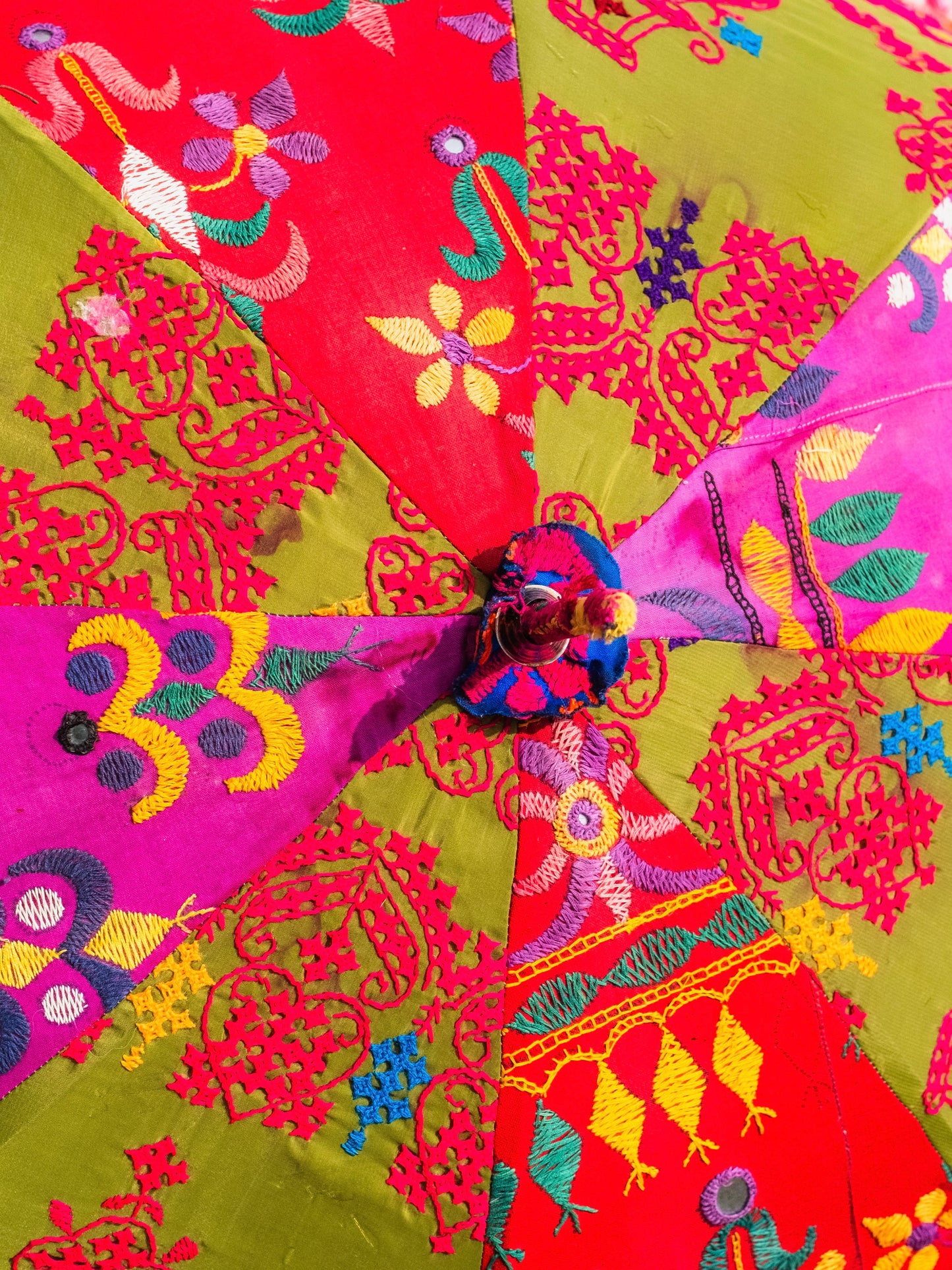 Vintage Indian Embroidered Parasol Umbrella