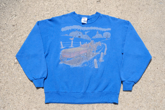 Vintage 1980's "Hayride" Crewneck Sweatshirt | Blue