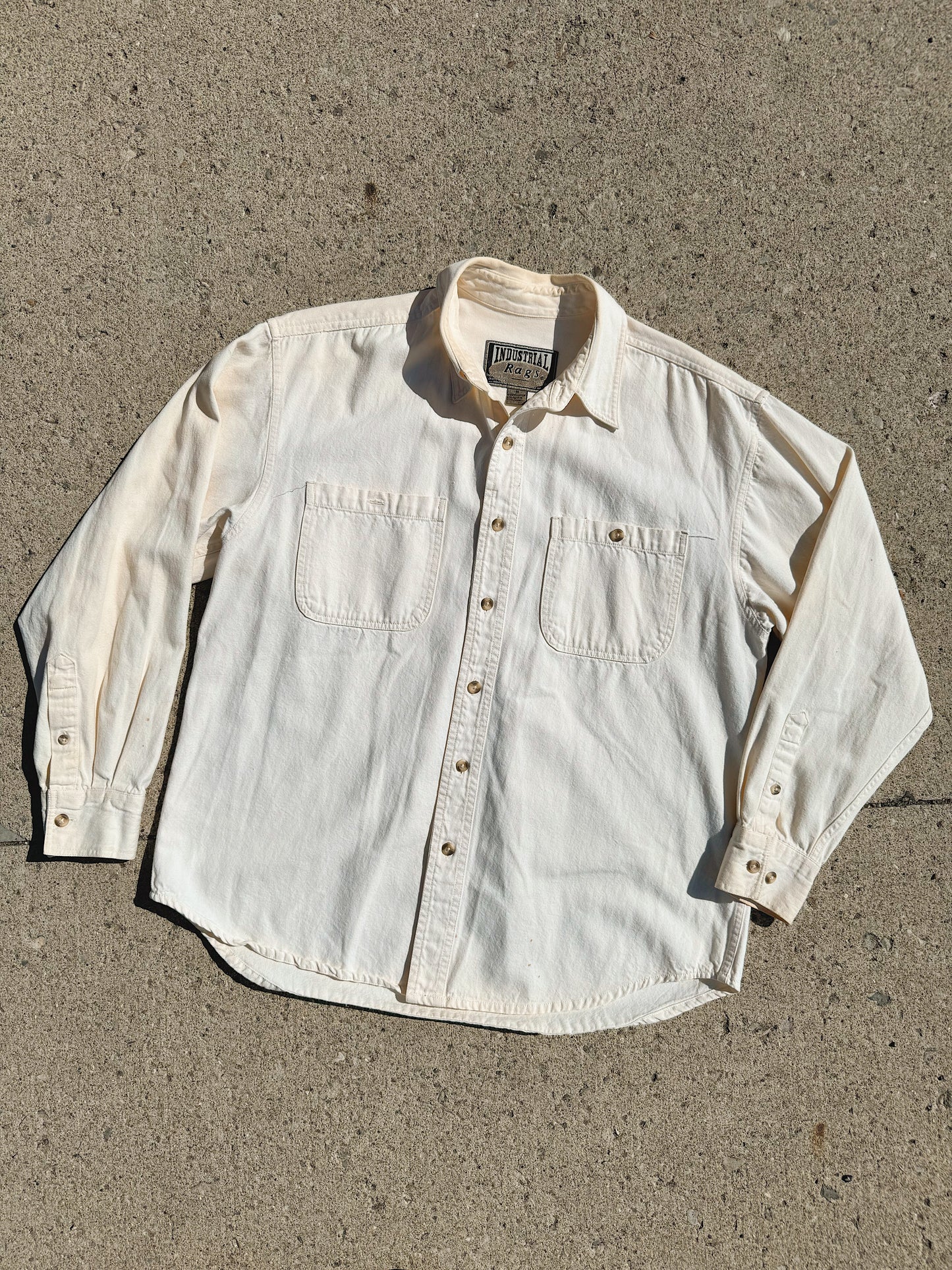 Vintage 1990s Industrial Rags Ecru Denim Shirt