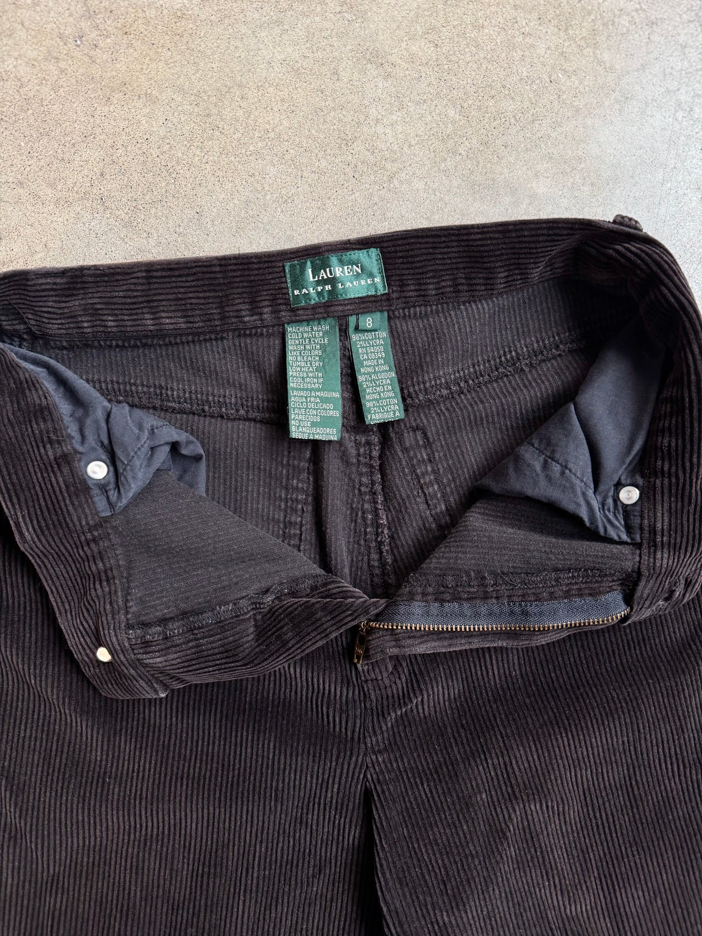 Vintage 1990s Lauren Ralph Lauren Dark Brown Corduroy Pants | Waist 28”