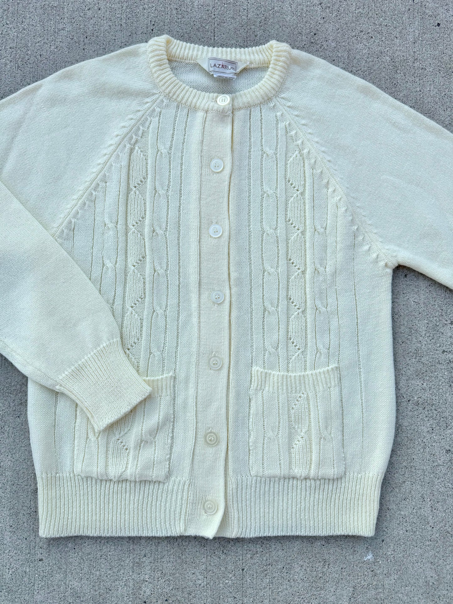 Vintage 1980s Lazarus Cream Buttoned Cardigan | Medium