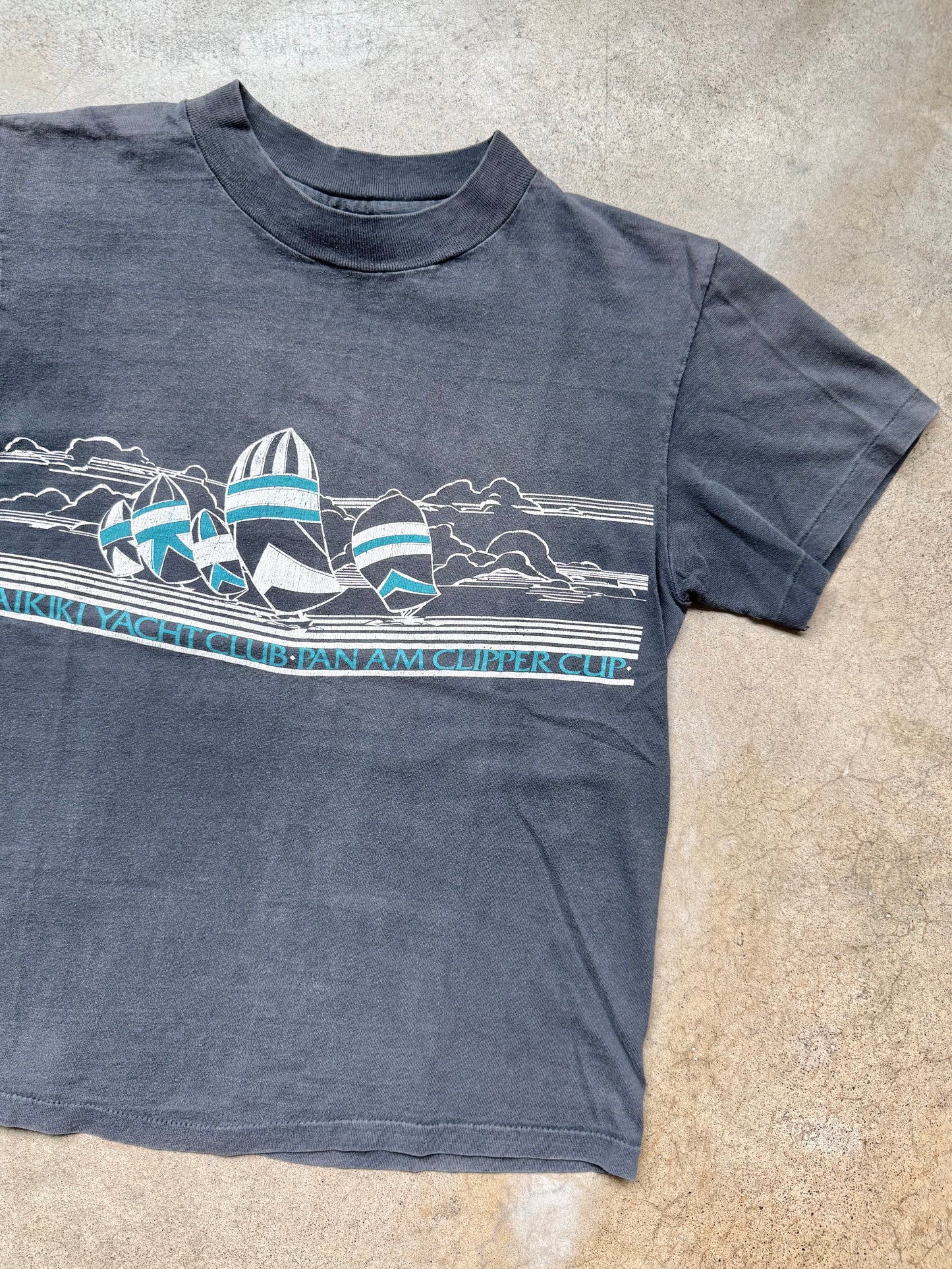 Vintage Sun-Bleached Waikiki Yacht Club Graphic Tee | Small