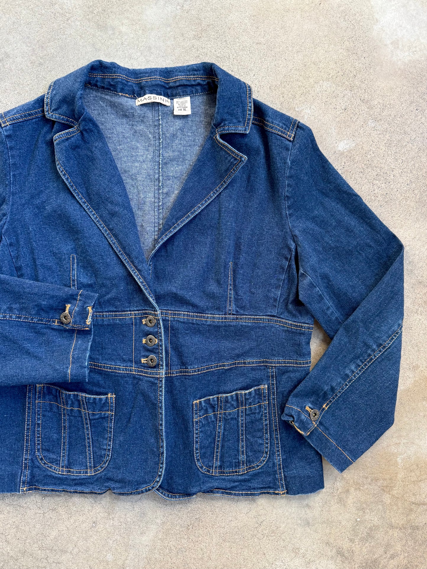 Vintage 1990s Massini Denim Corset-Style Blazer | XL