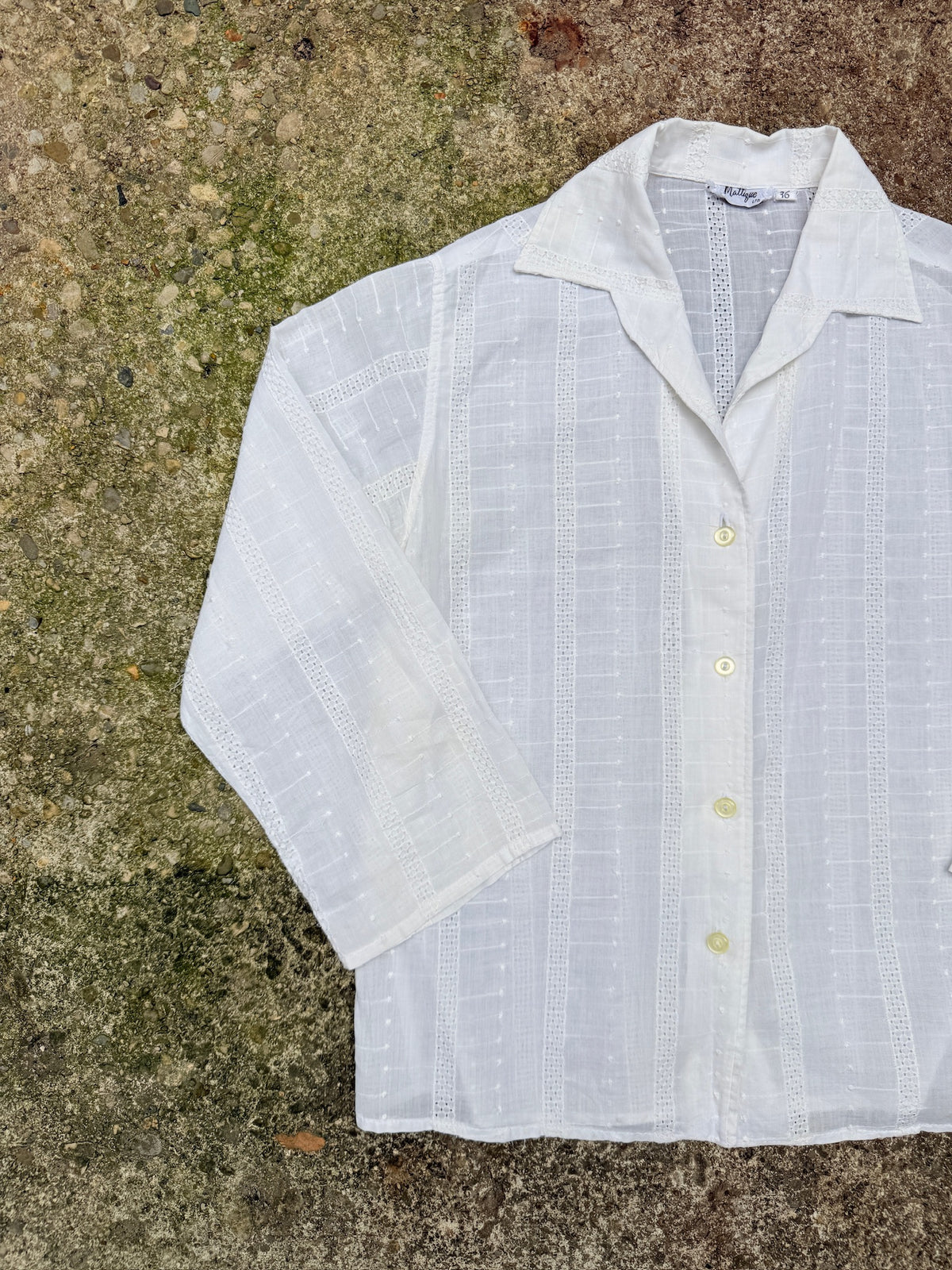 Vintage 1970's White Mattique White Collared Blouse
