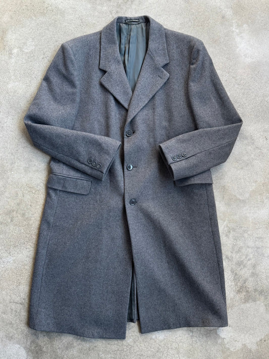 Vintage 1980s Ronald Stewart Grey Wool Overcoat | 46R