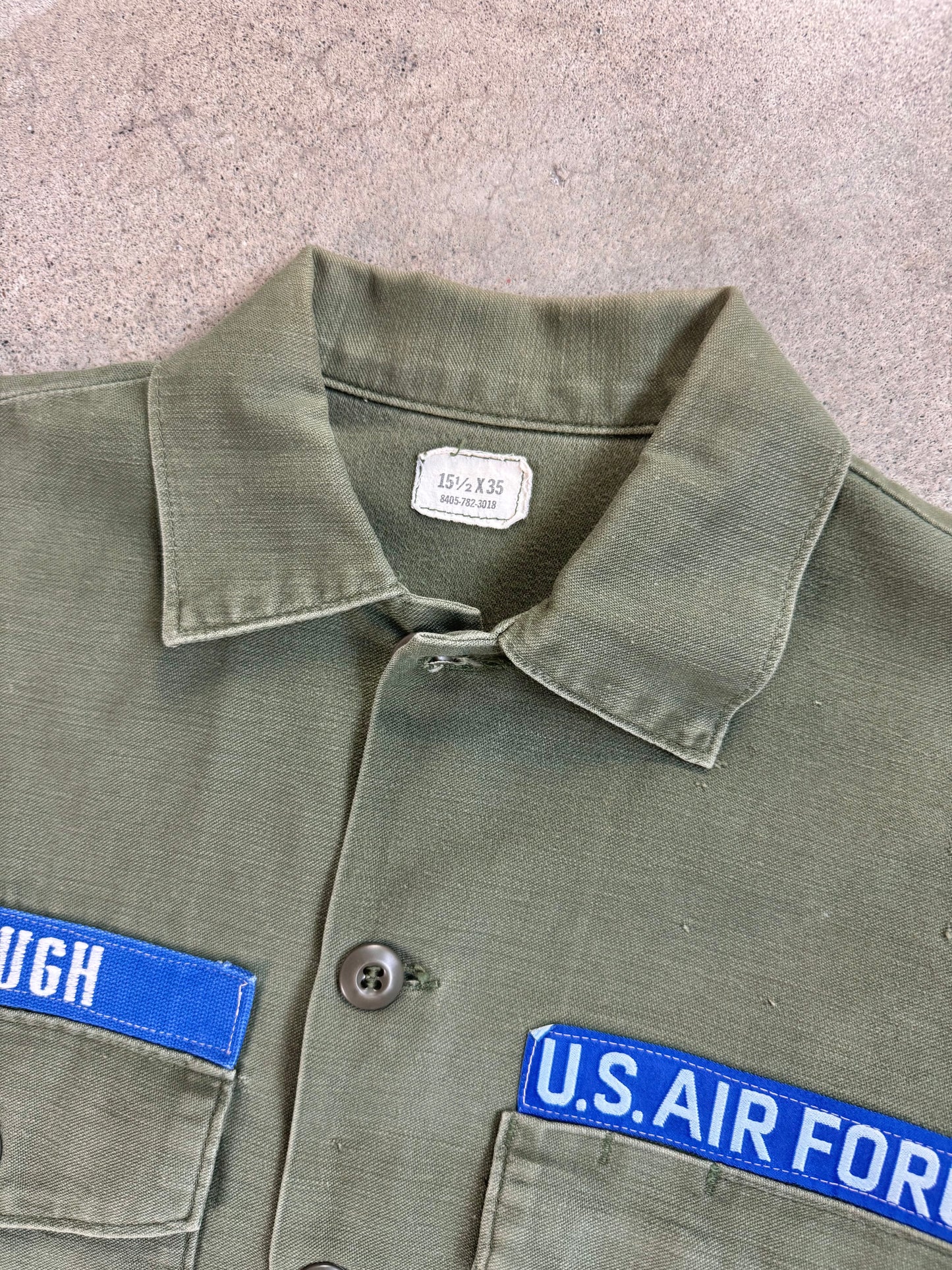 Vintage 1960s Military Issue Air Force Tactical Cotton Short Sleeve Shirt | Medium