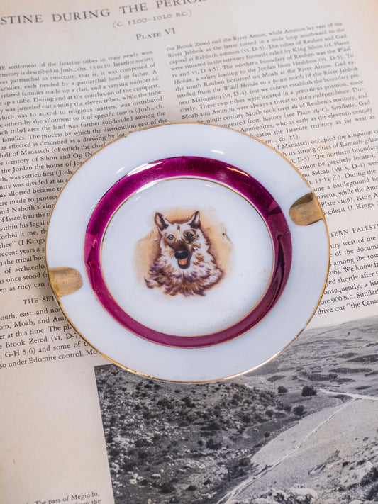 Vintage 1950s Ceramic German Shepherd Ashtray