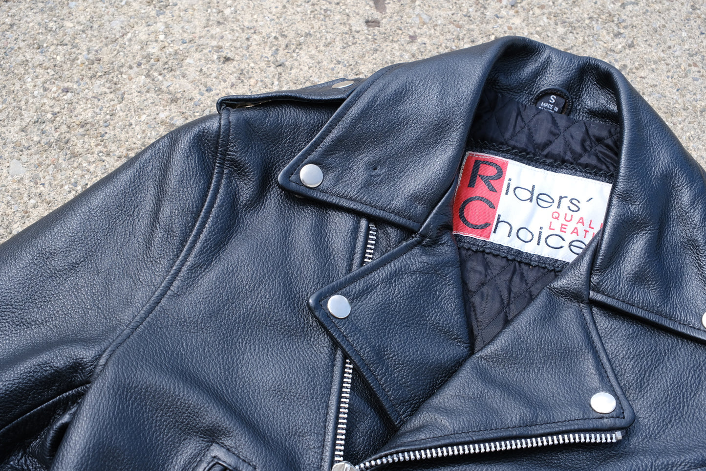 Vintage Riders' Choice Black Leather Cropped Motorcycle Jacket