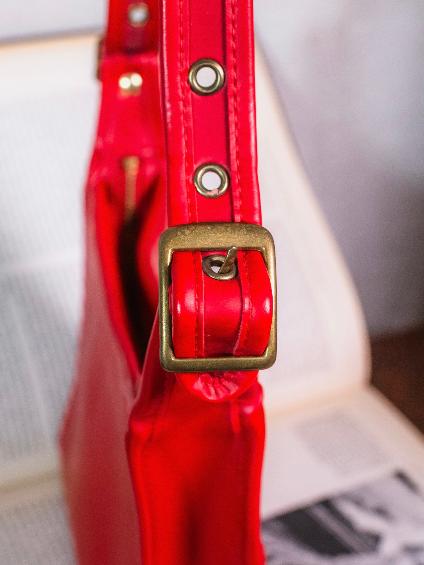 Vintage 1970s Red Leather Coach-Style Crossbody Bag