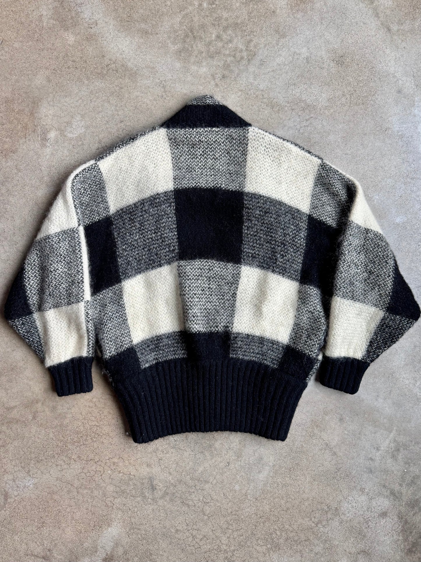 Vintage 1980s I.B. Diffusion Black & White Mohair-Blend Oversized Sweater | Small