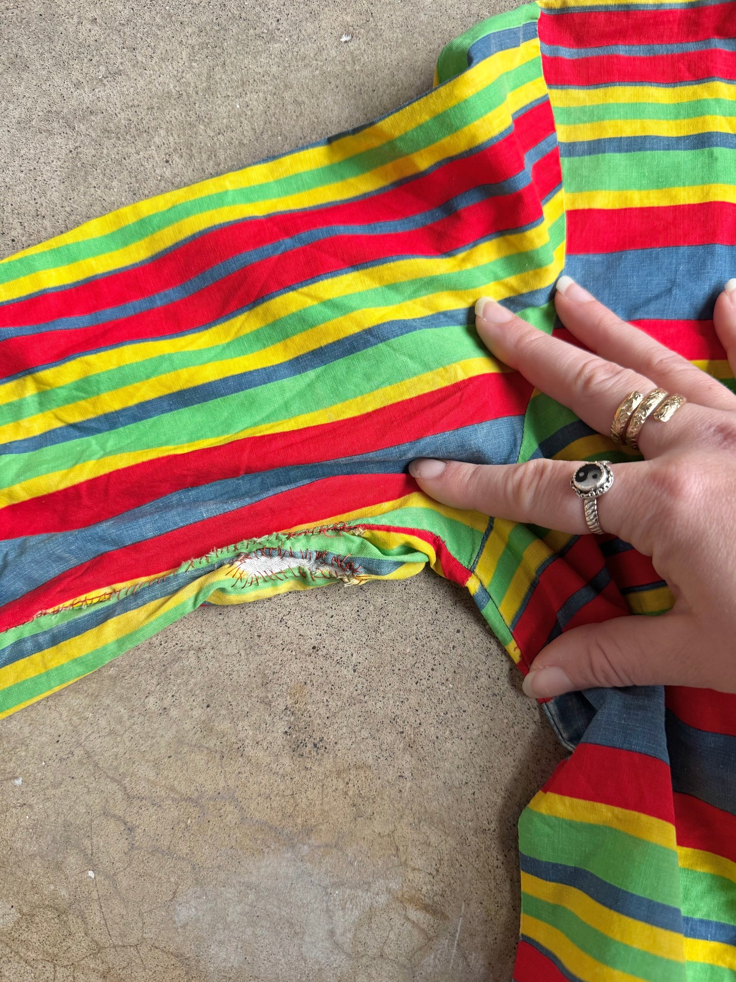 Vintage 1930s/40s Multi-Color Striped Bow Blouse | S/M