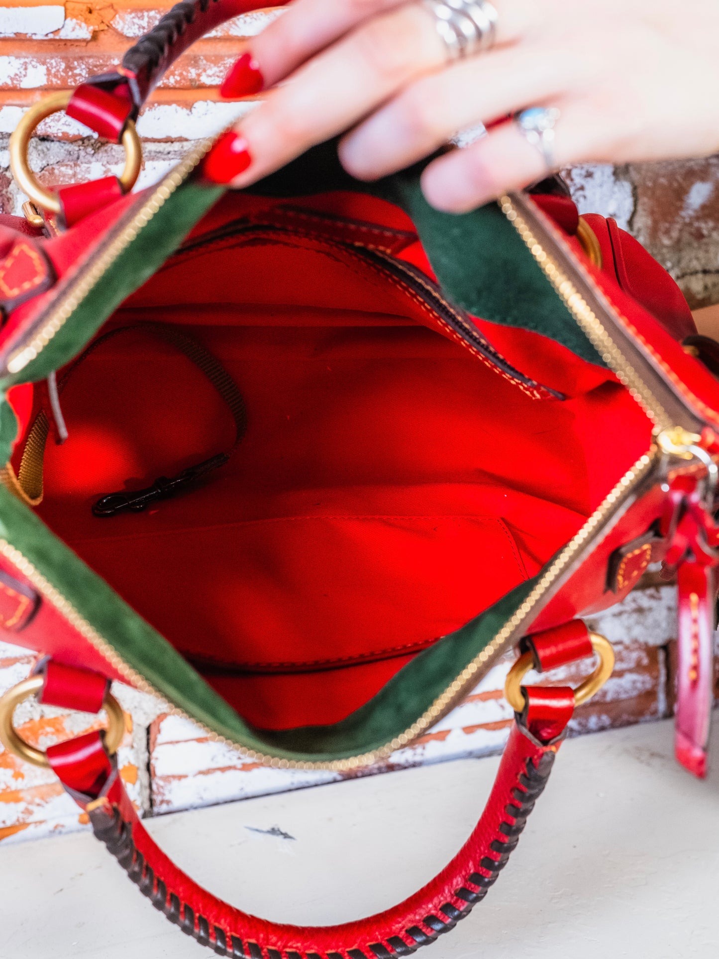 Dooney & Bourke Florentine Leather Satchel Bag | Red