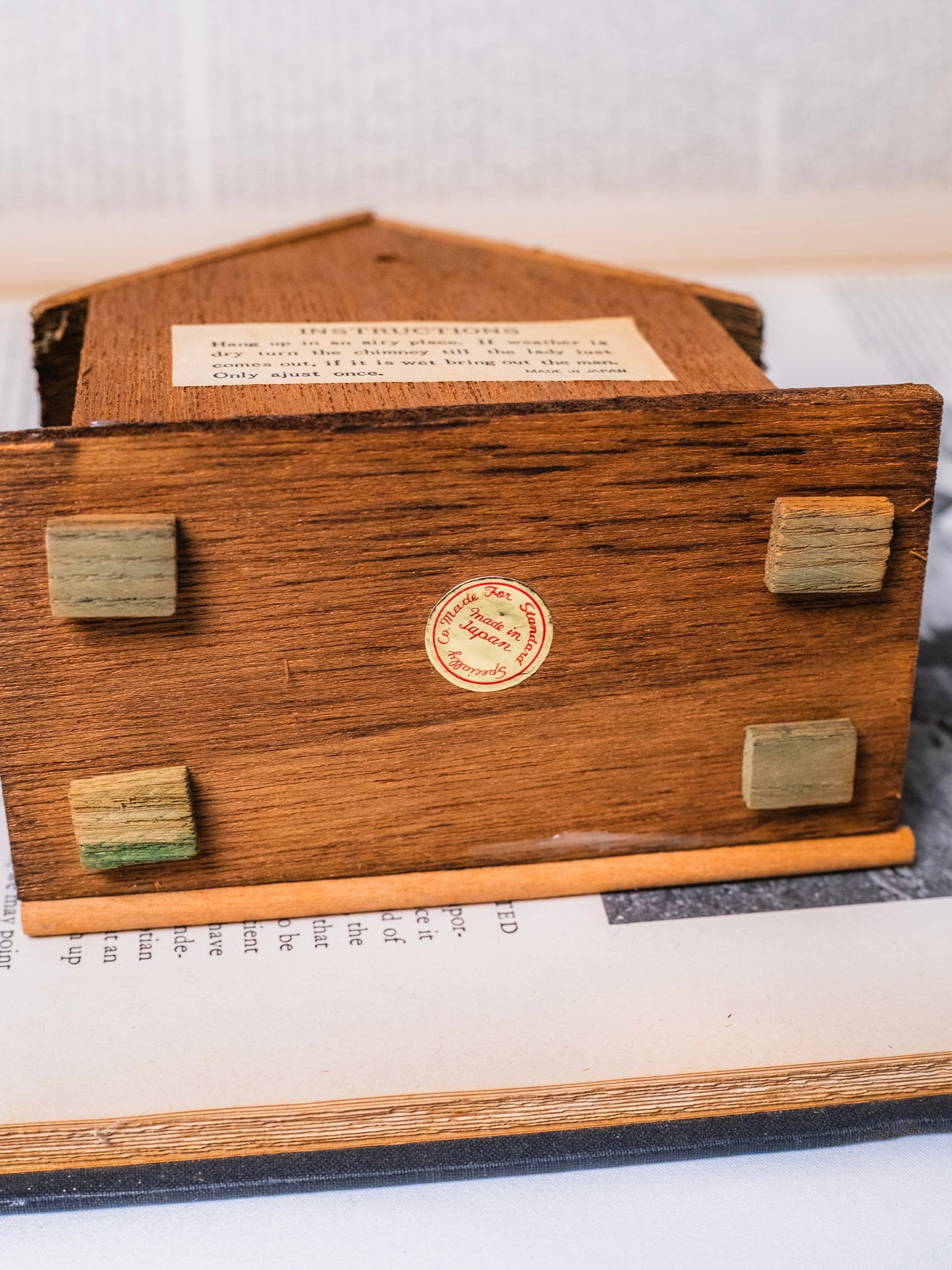 Vintage 1960s Folk Swiss Couple Wood Thermometer