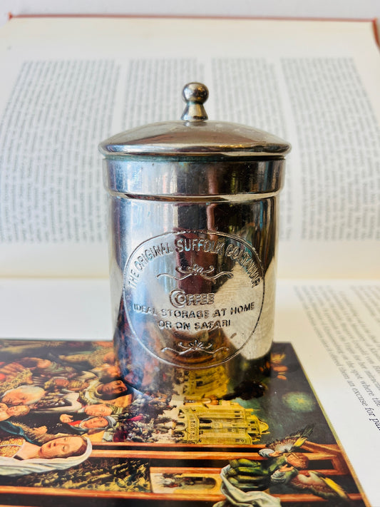 Rare Vintage Original Suffolk Container Embossed Metal Coffee Tin