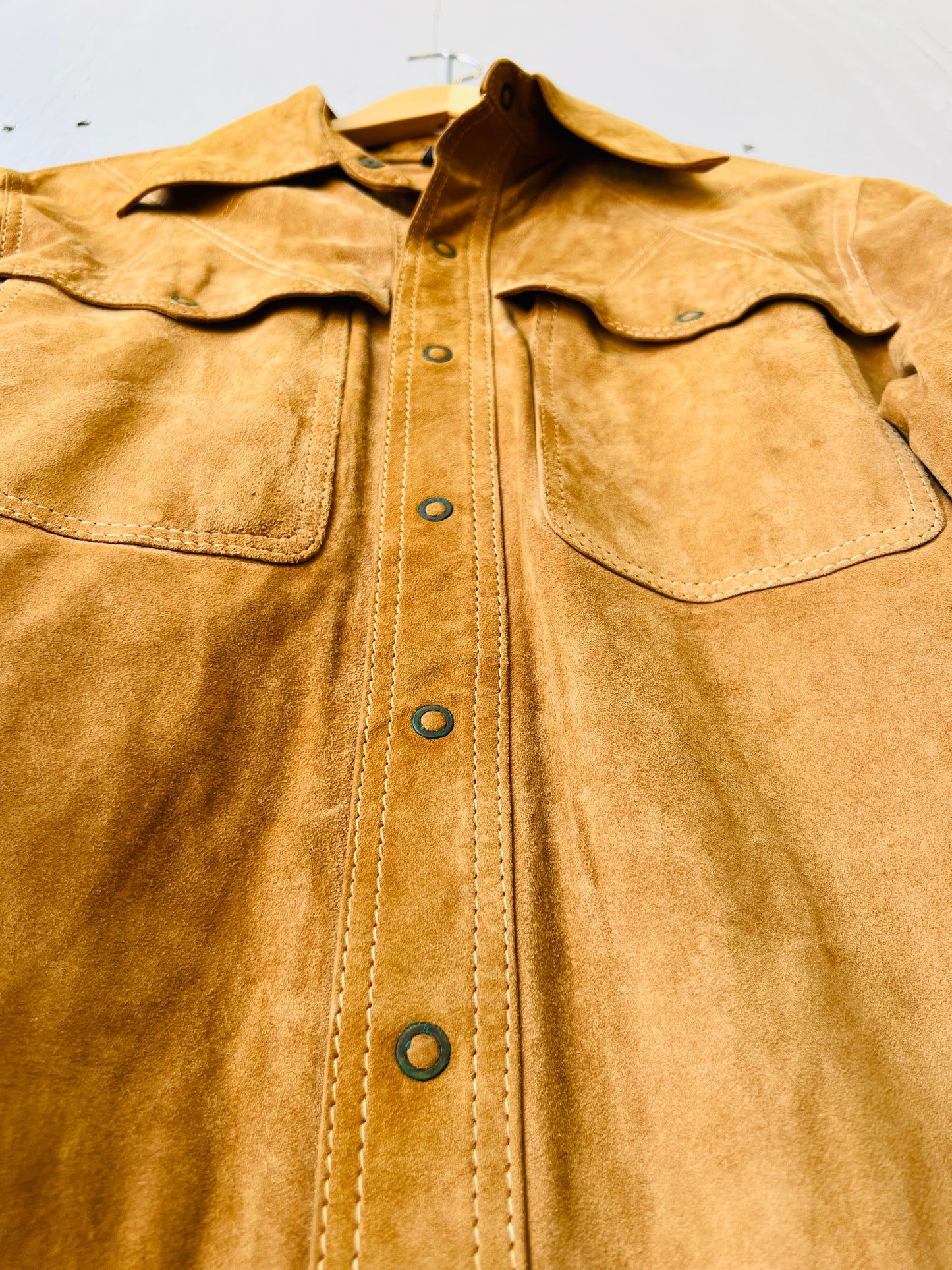 Vintage 1970’s MacDouglas Paris Suede Leather Button Down Shirt